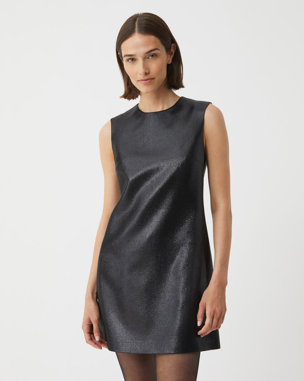 Yara Dress in Lurex Twill, Black