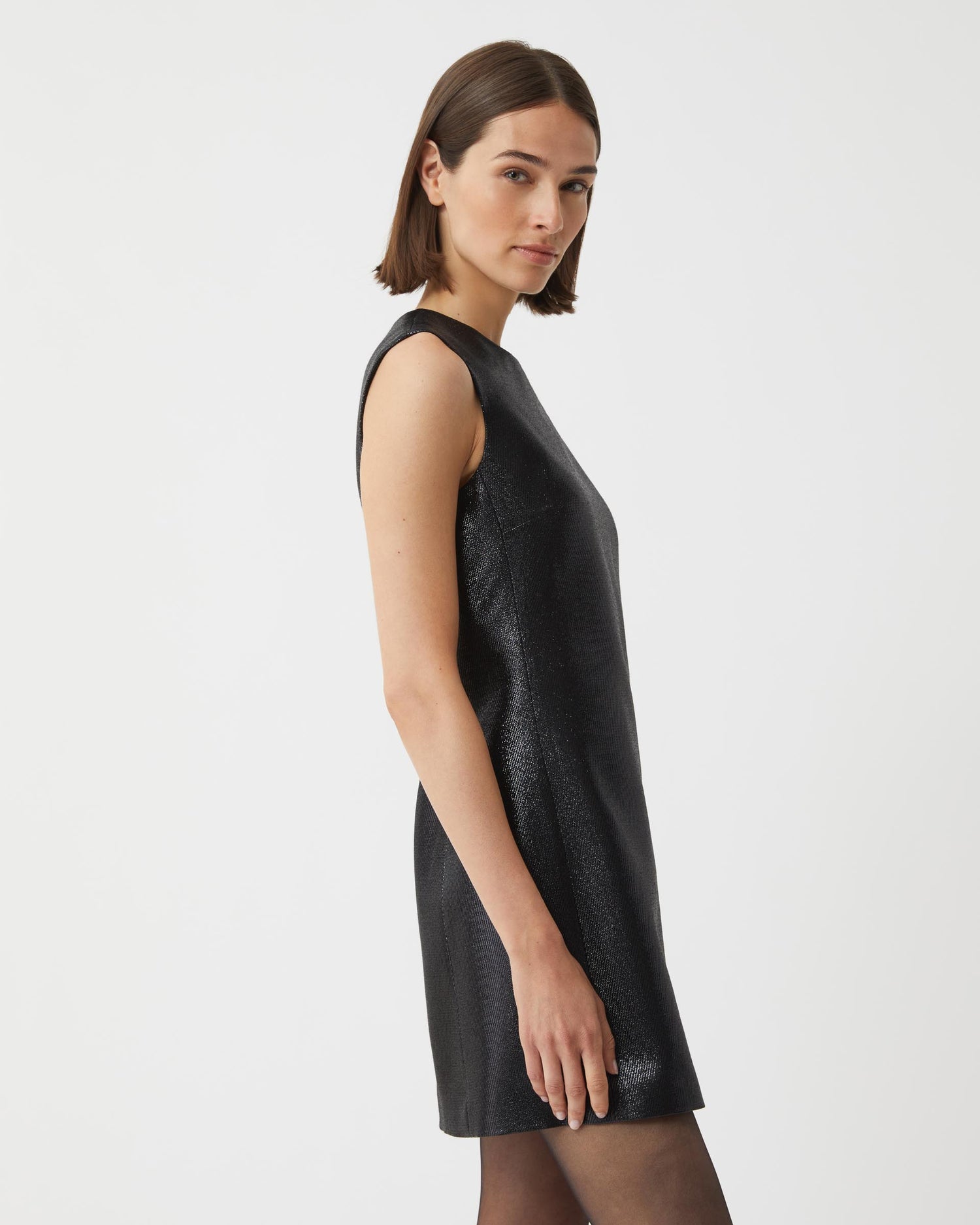 Yara Dress in Lurex Twill, Black