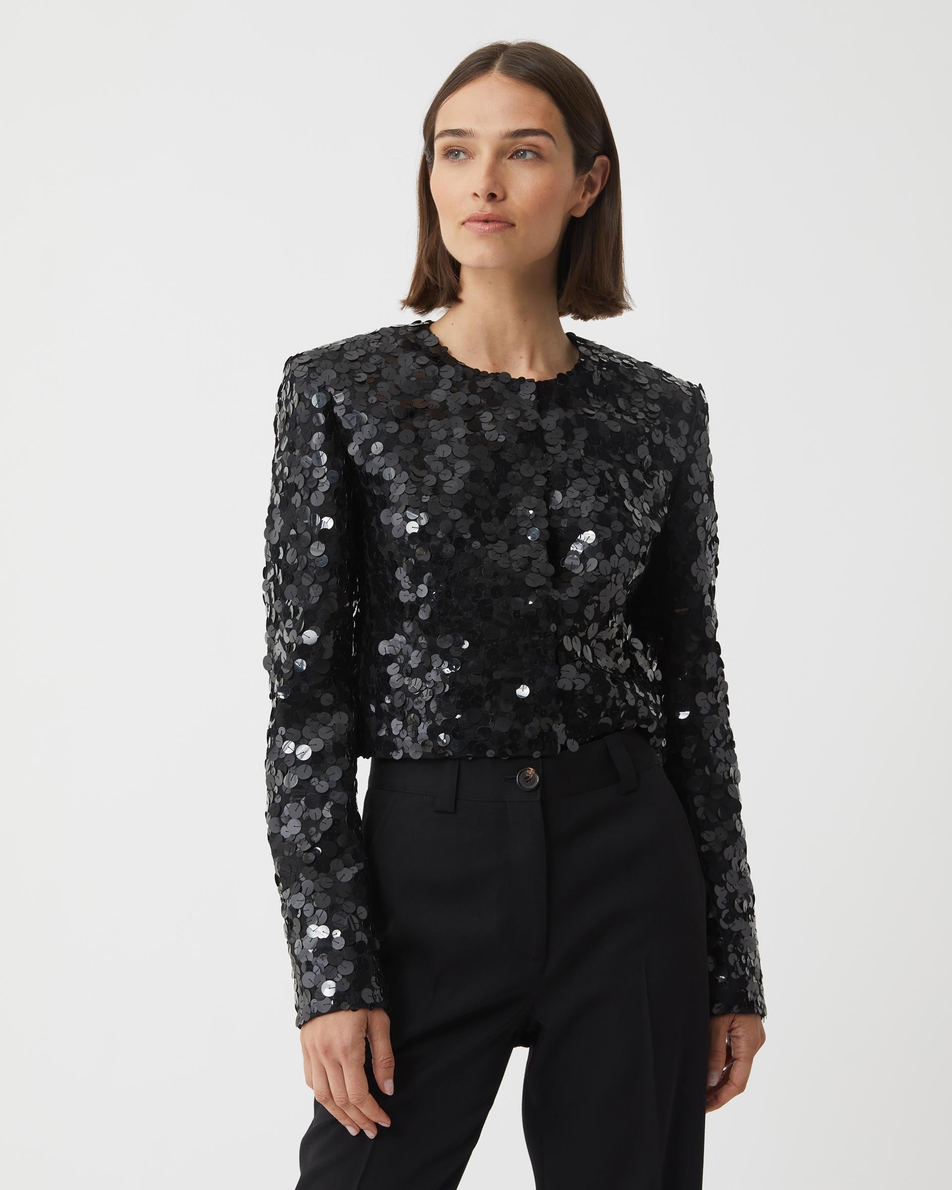 Maeve Jacket in Chaos Sequin, Black