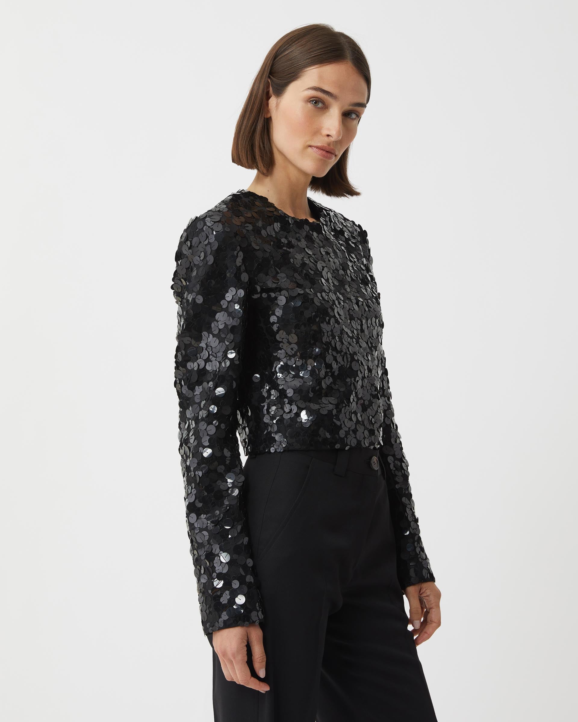 Maeve Jacket in Chaos Sequin, Black