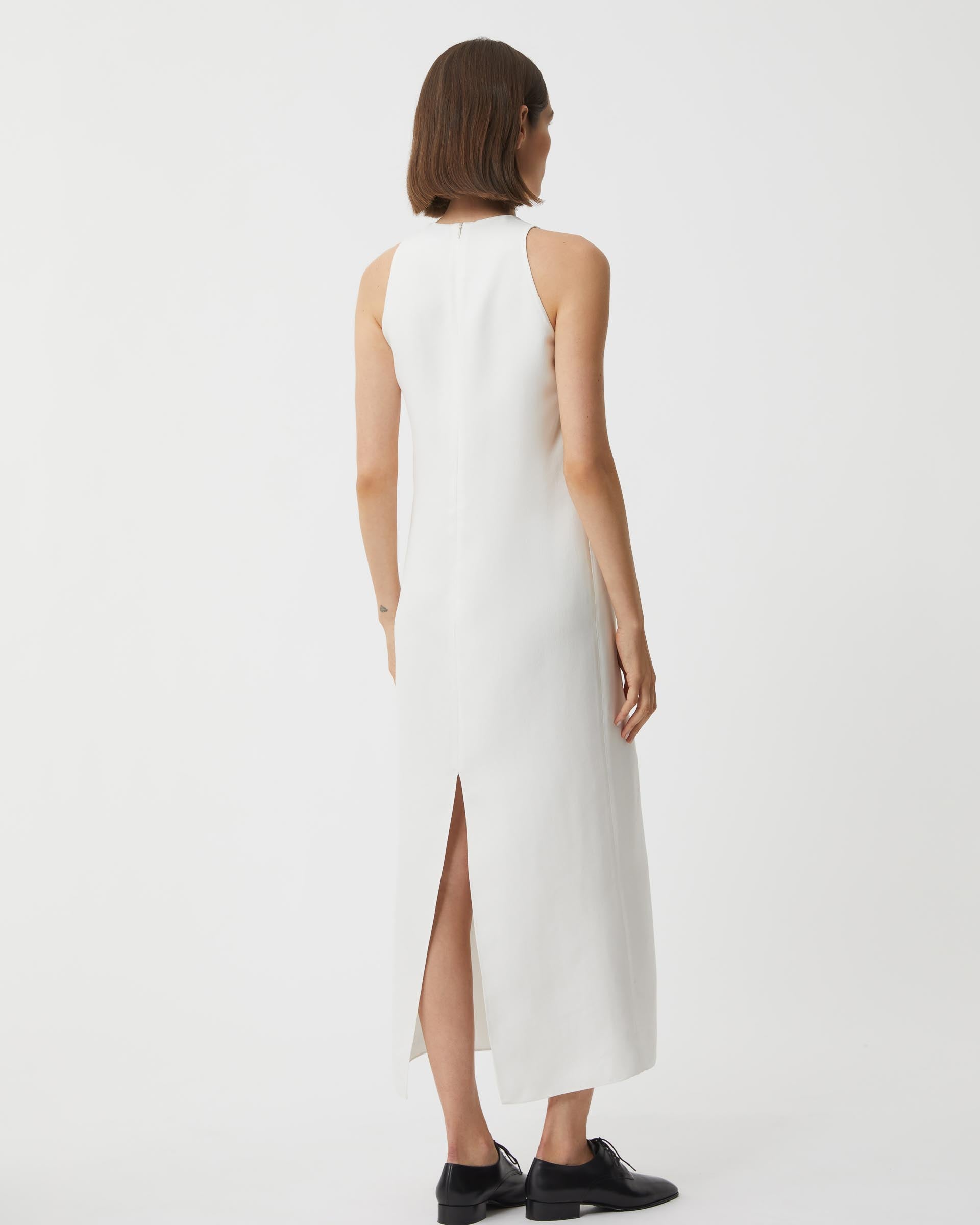 Helene Dress in Washed Mikado Silk, White