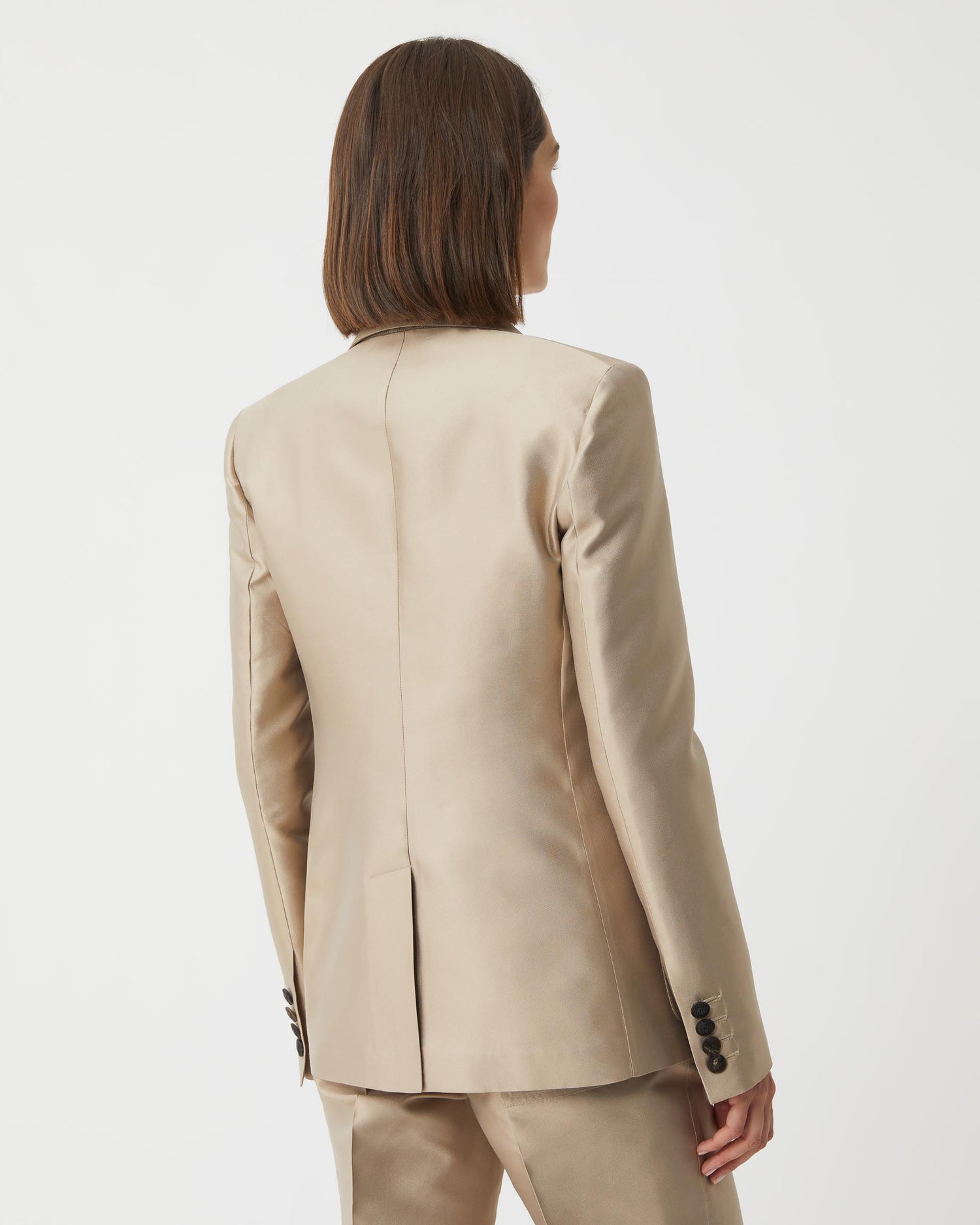 Faye Jacket in Mikado Silk, Stone