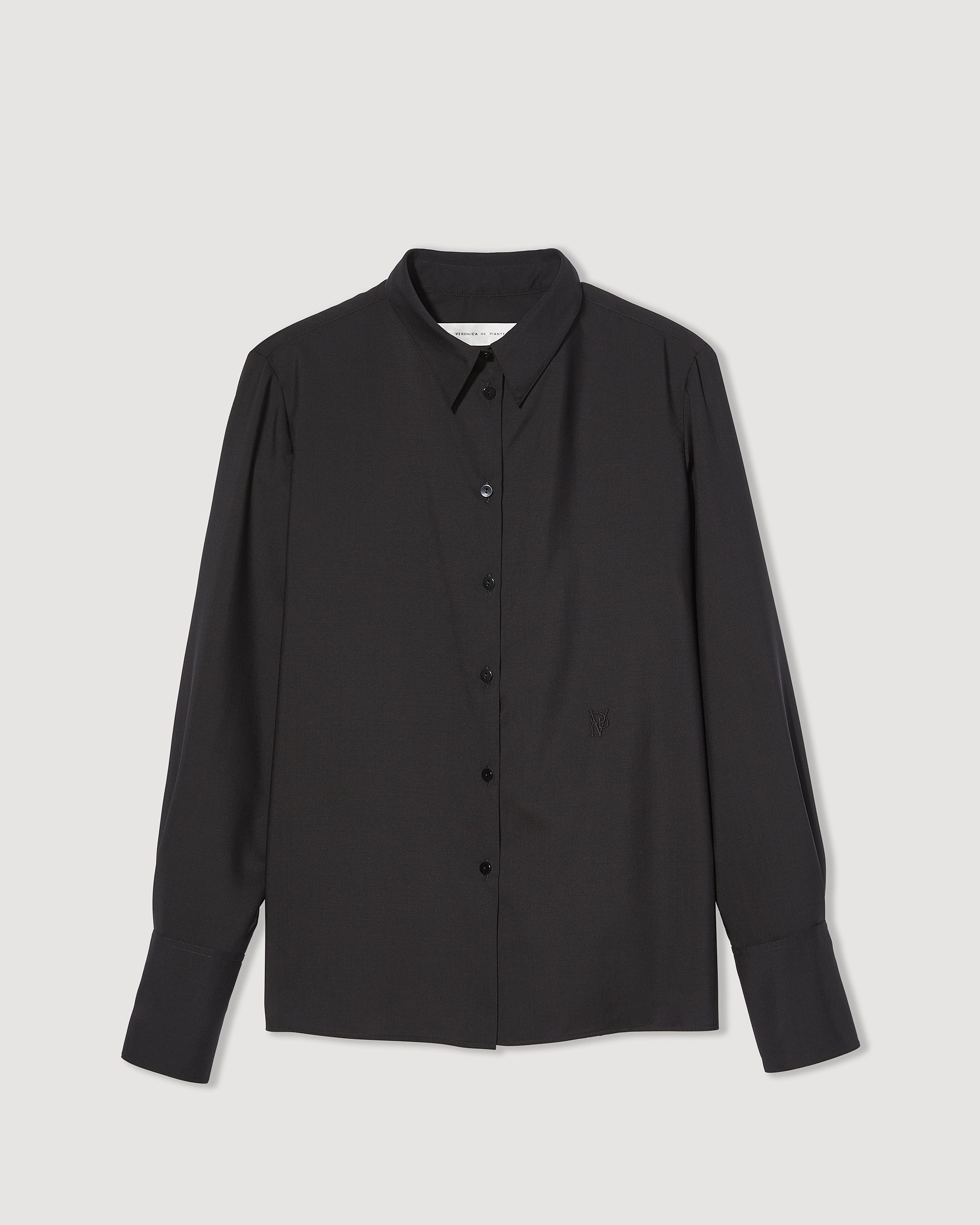 Paloma Shirt in Light Wool Suiting, Black