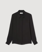 Black Camille Shirt in silk georgette featuring a flowing design and elegant silhouette.