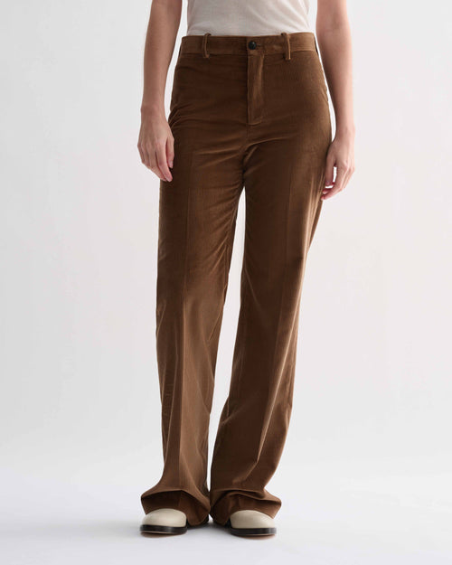 Veronica de Piante Taylor Trousers, camel thick-wale corduroy, tailored straight-leg