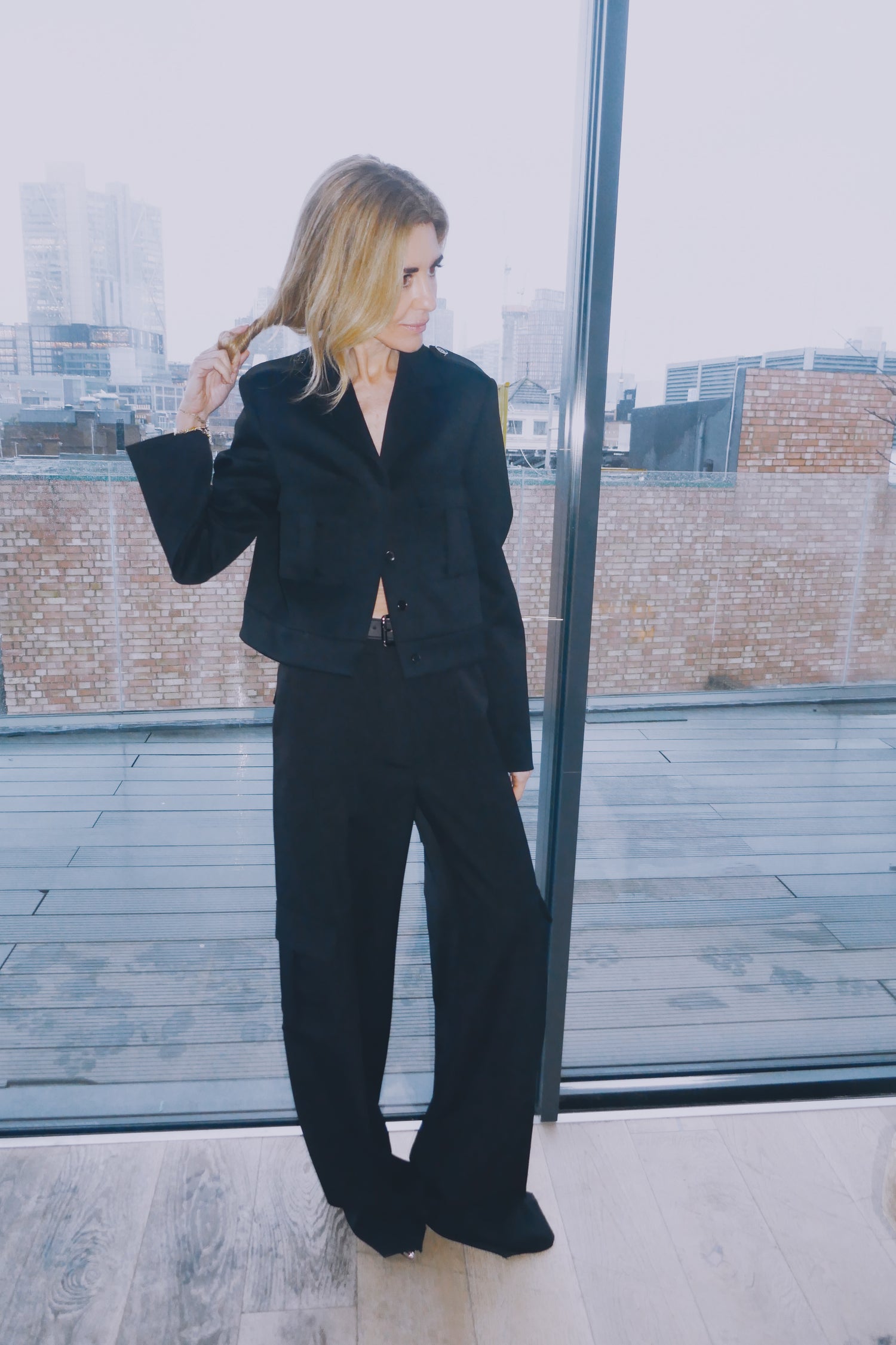 Birdie Jacket in Stretch Wool Twill,  Black