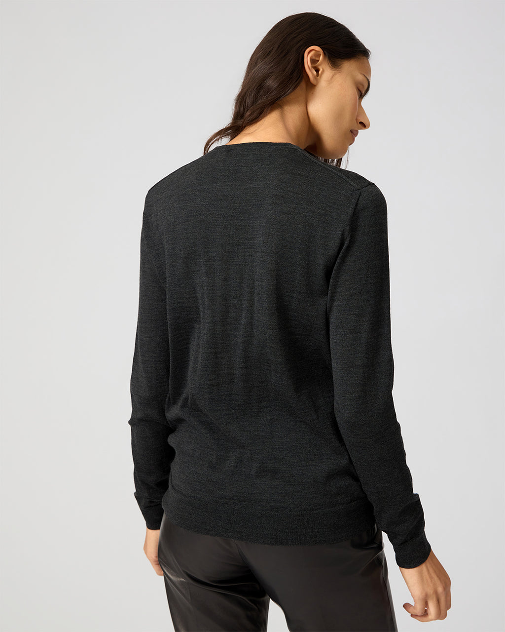 Rae Sweater In Merino Wool, Charcoal