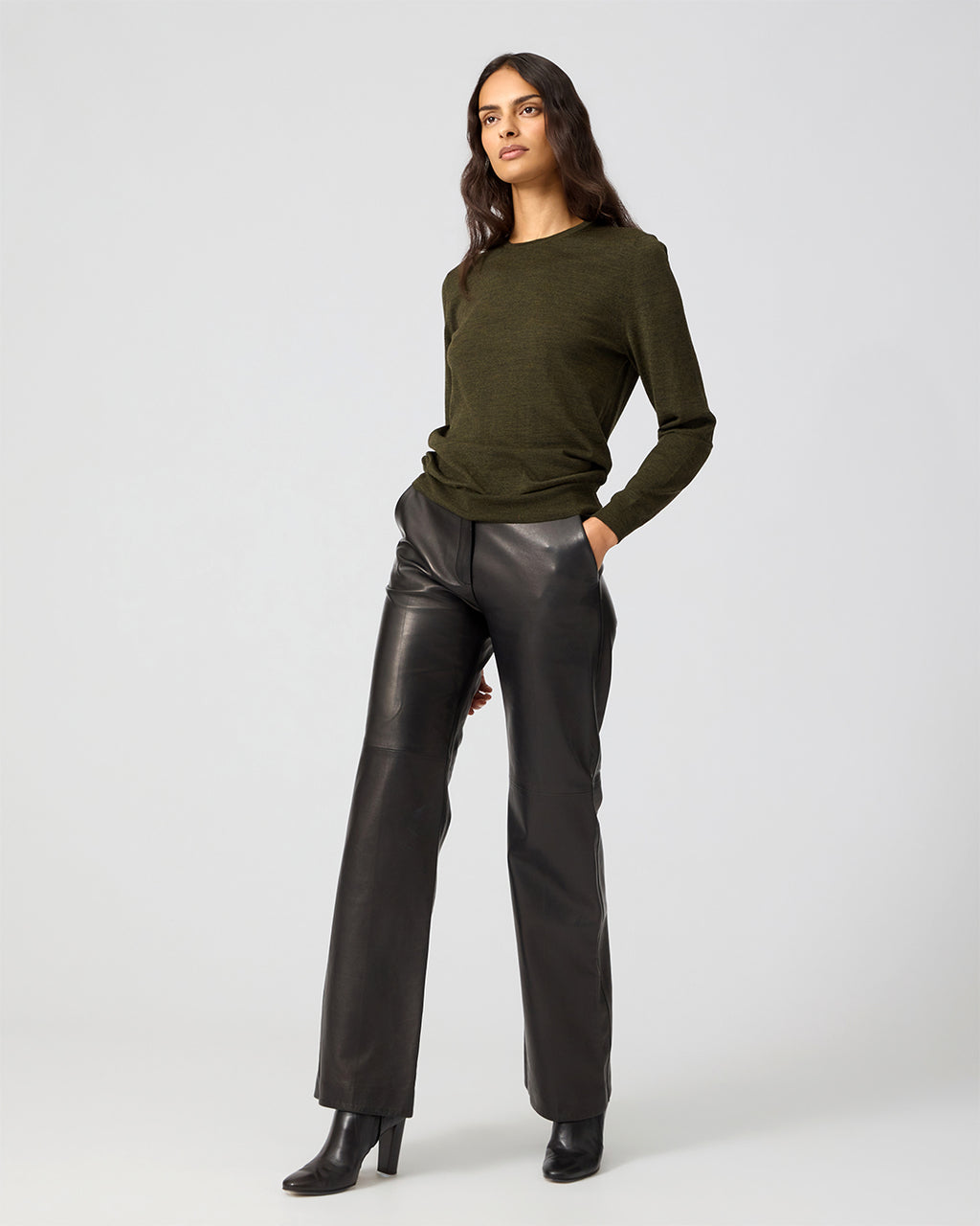 Rae Sweater In Merino Wool, Olive