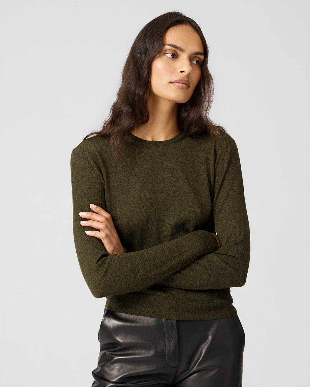 Rae Sweater In Merino Wool, Olive