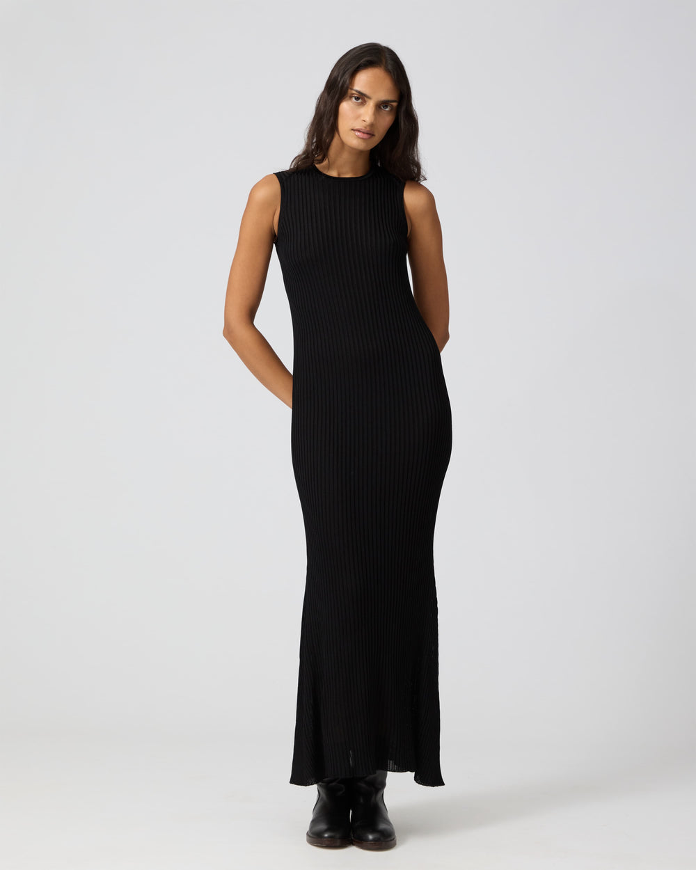 Black Gabby Dress by Veronica De Piante featuring a flowing viscose fabric and a stylish, elegant design.