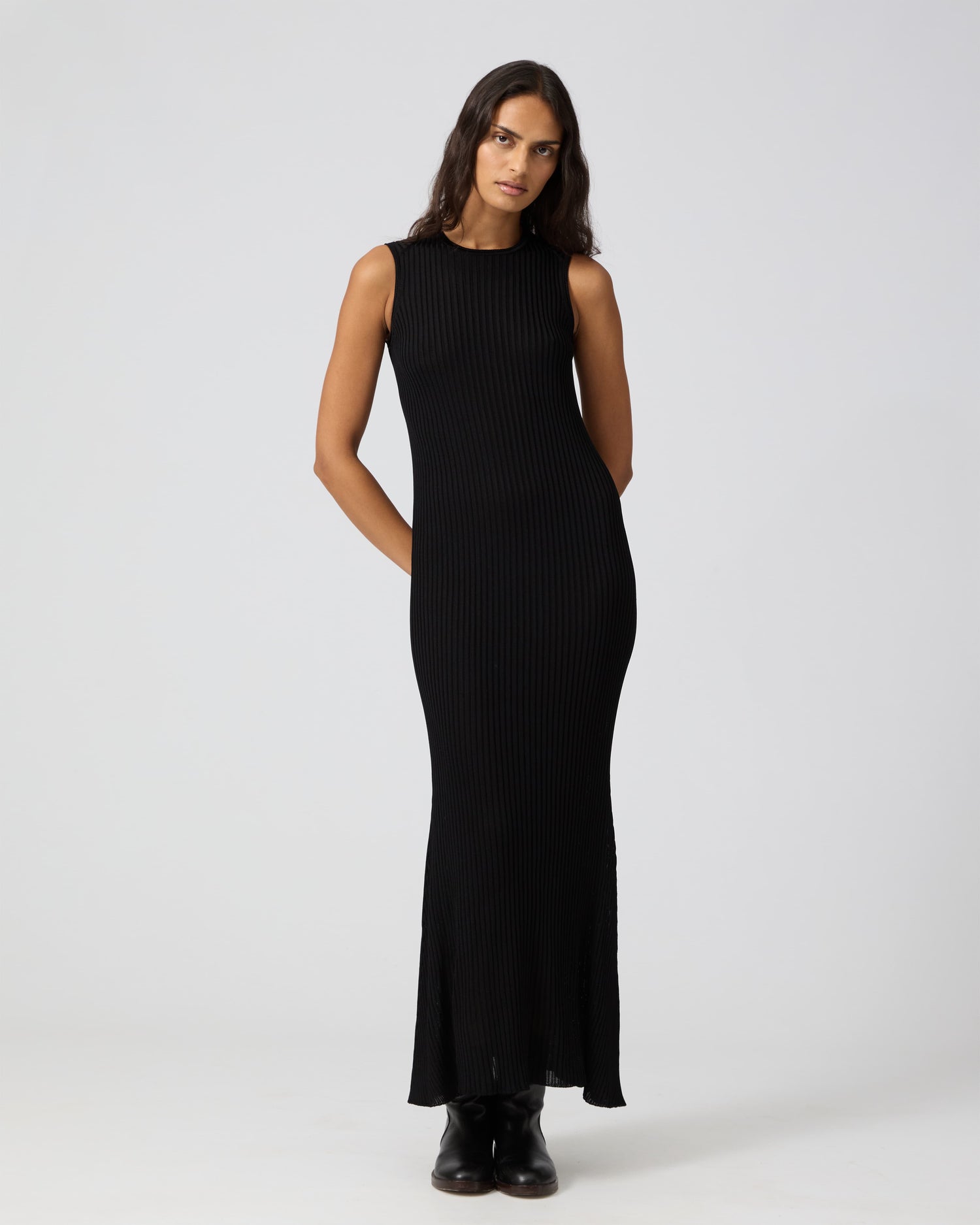 Black Gabby Dress by Veronica De Piante featuring a flowing viscose fabric and a stylish, elegant design.