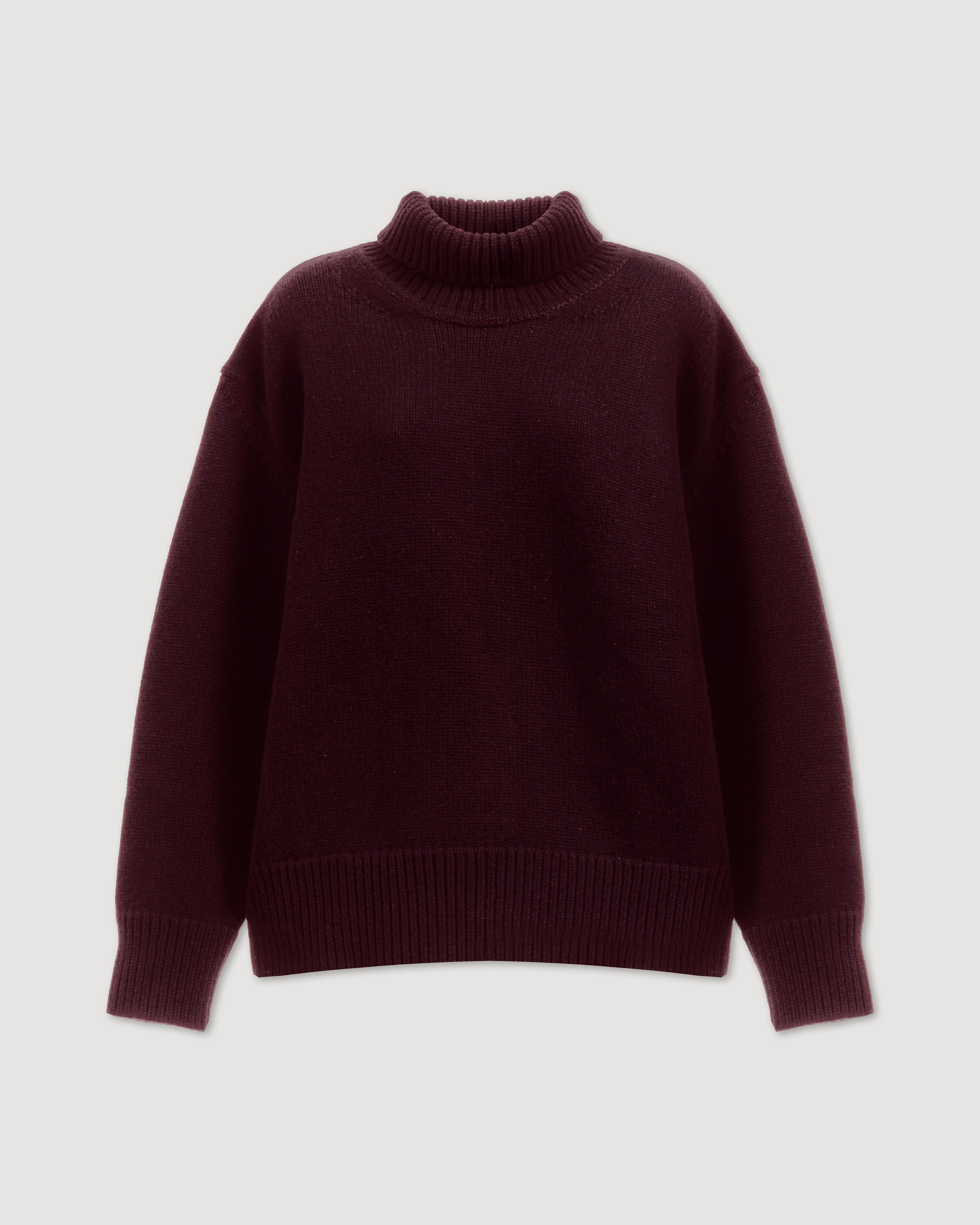 Delphine Sweater in Wool Cashmere, Deep Plum