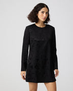 Veronica De Piante Carlota dress in black viscose jacquard fabric, stylish and elegant women's dress with intricate pattern.