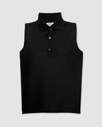 Selma Polo Vest in Silk Knit, Black - Veronica De Piante
