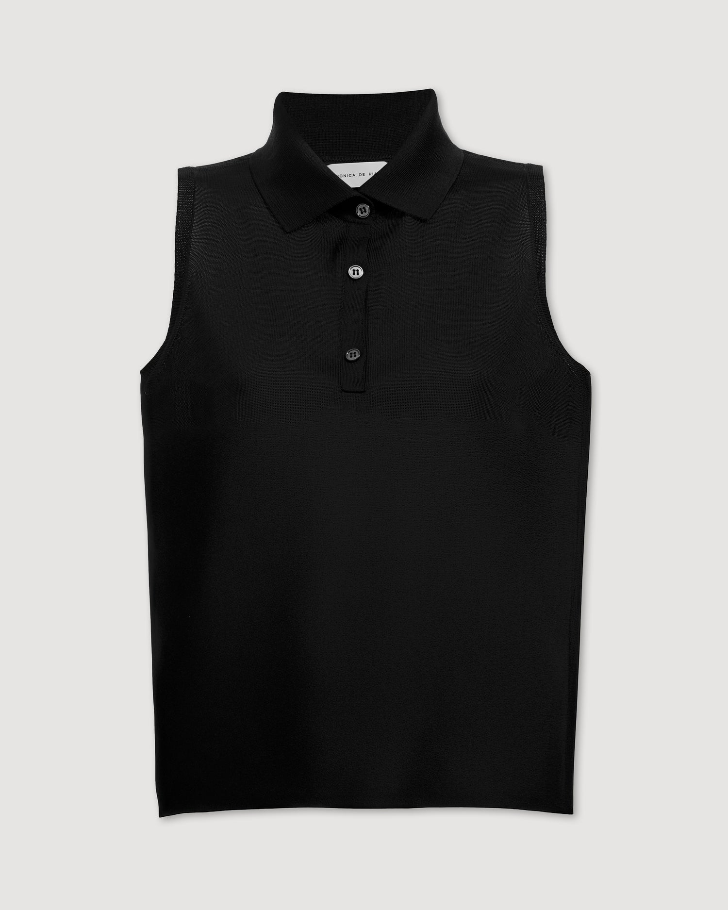 Selma Polo Vest in Silk Knit, Black