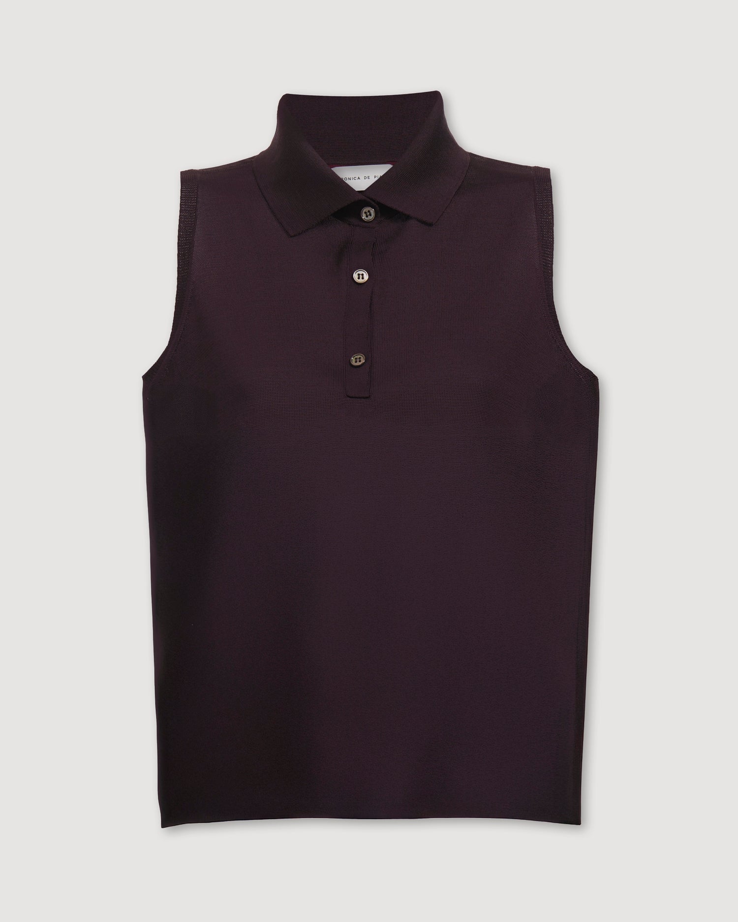 Selma Polo Vest in Silk Knit, Deep Plum
