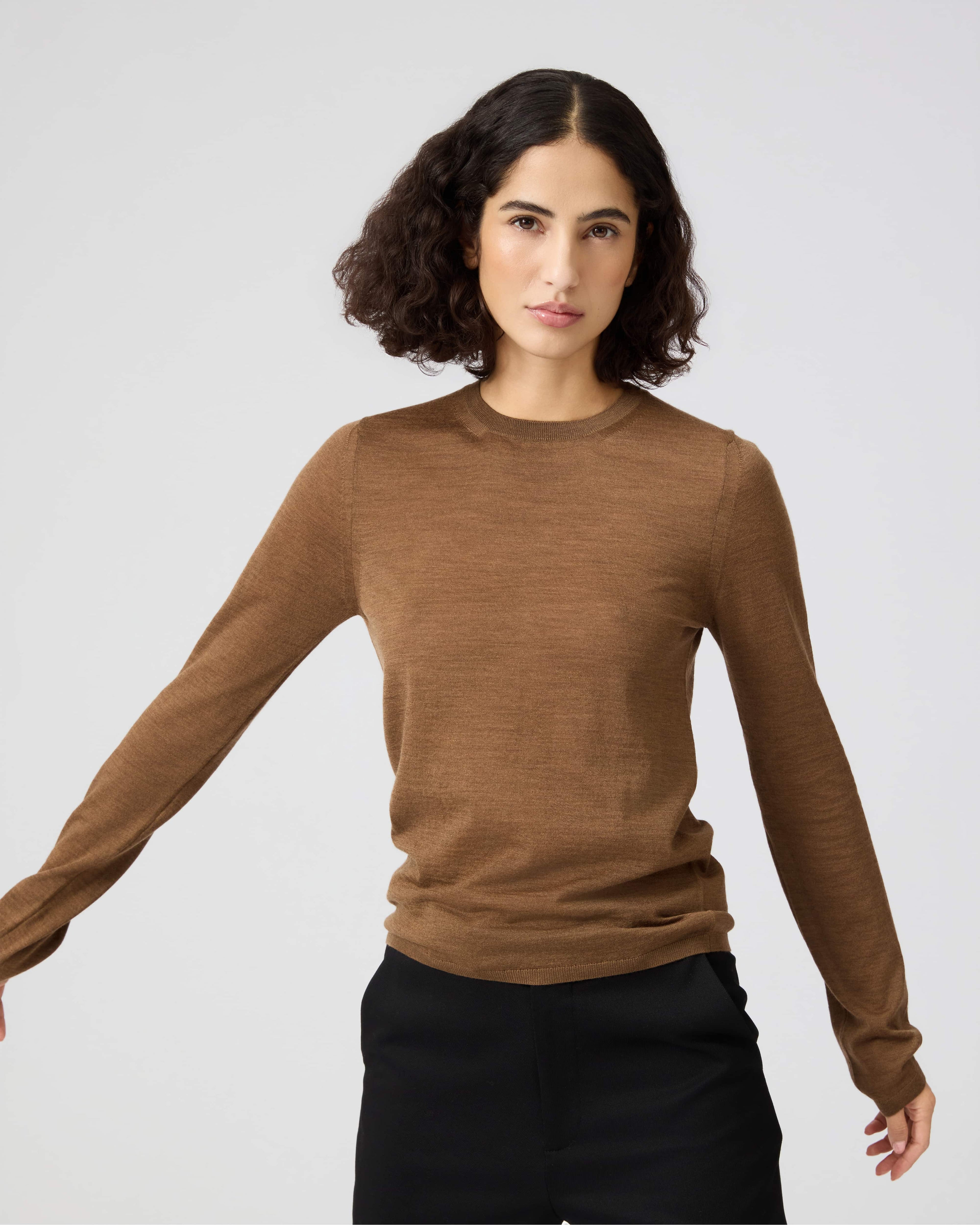 Joey Sweater in Superfine Merino, Camel
