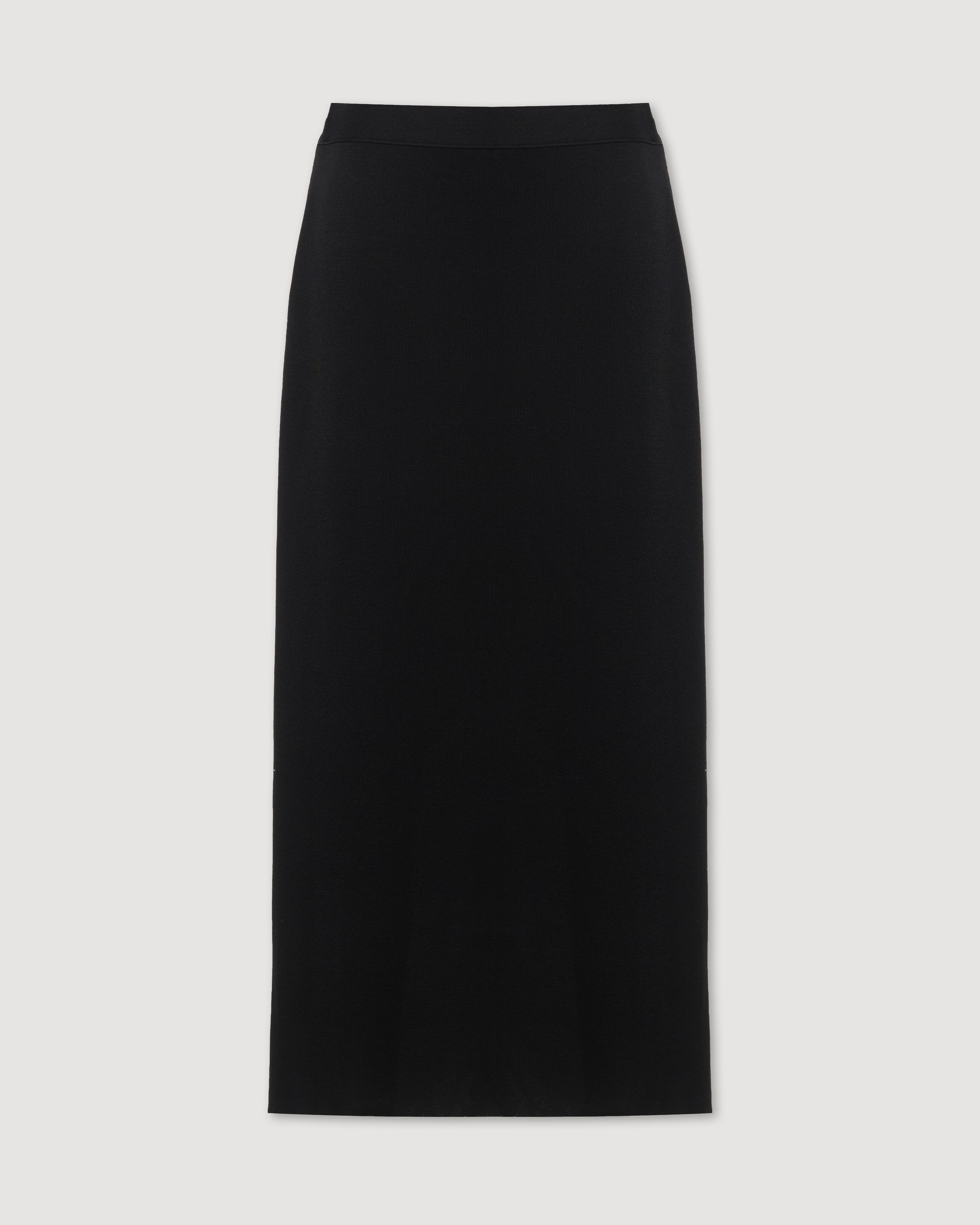 Caterina Skirt in Silk Knit, Black - Veronica De Piante