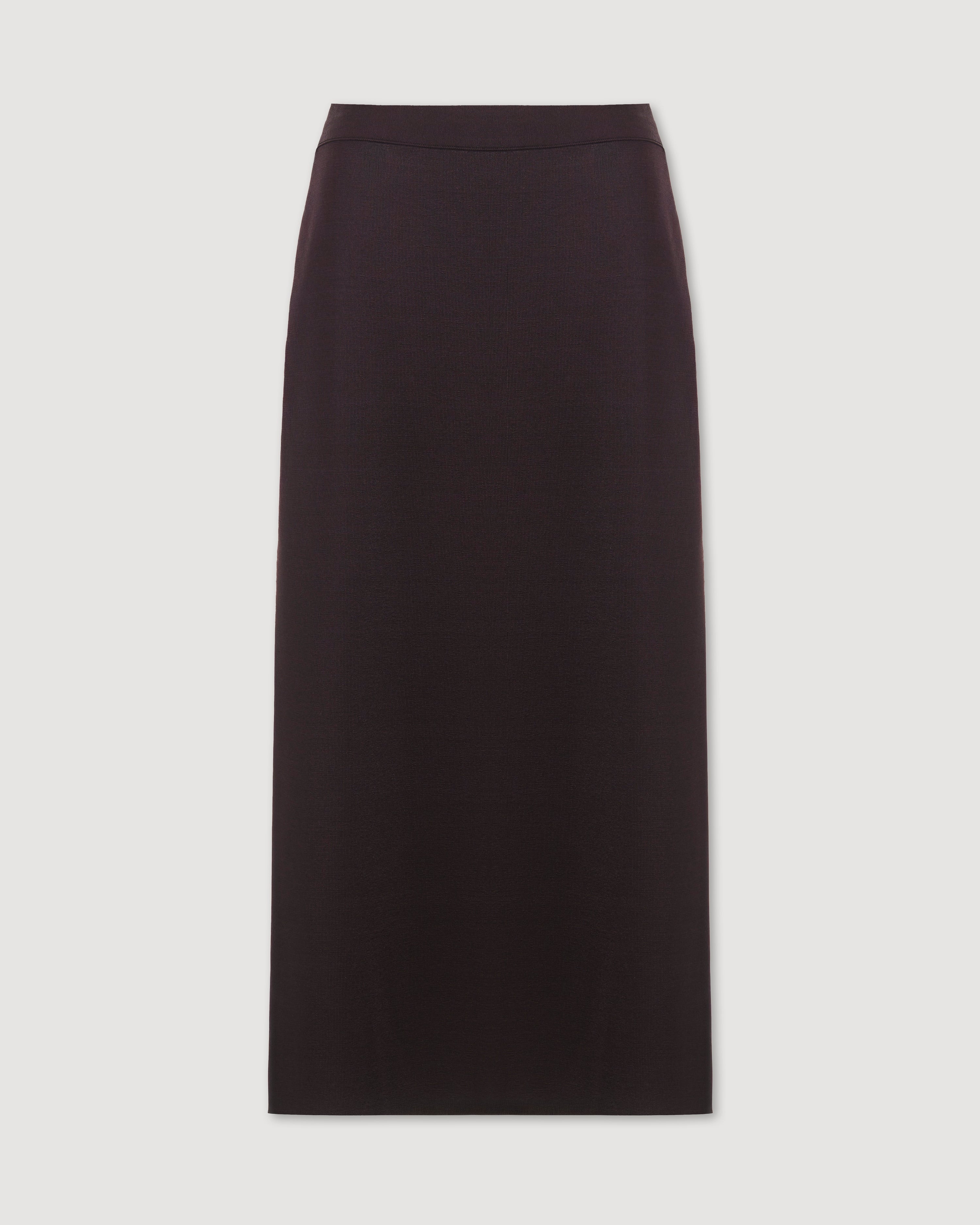 Caterina Skirt in Silk Knit, Deep Plum