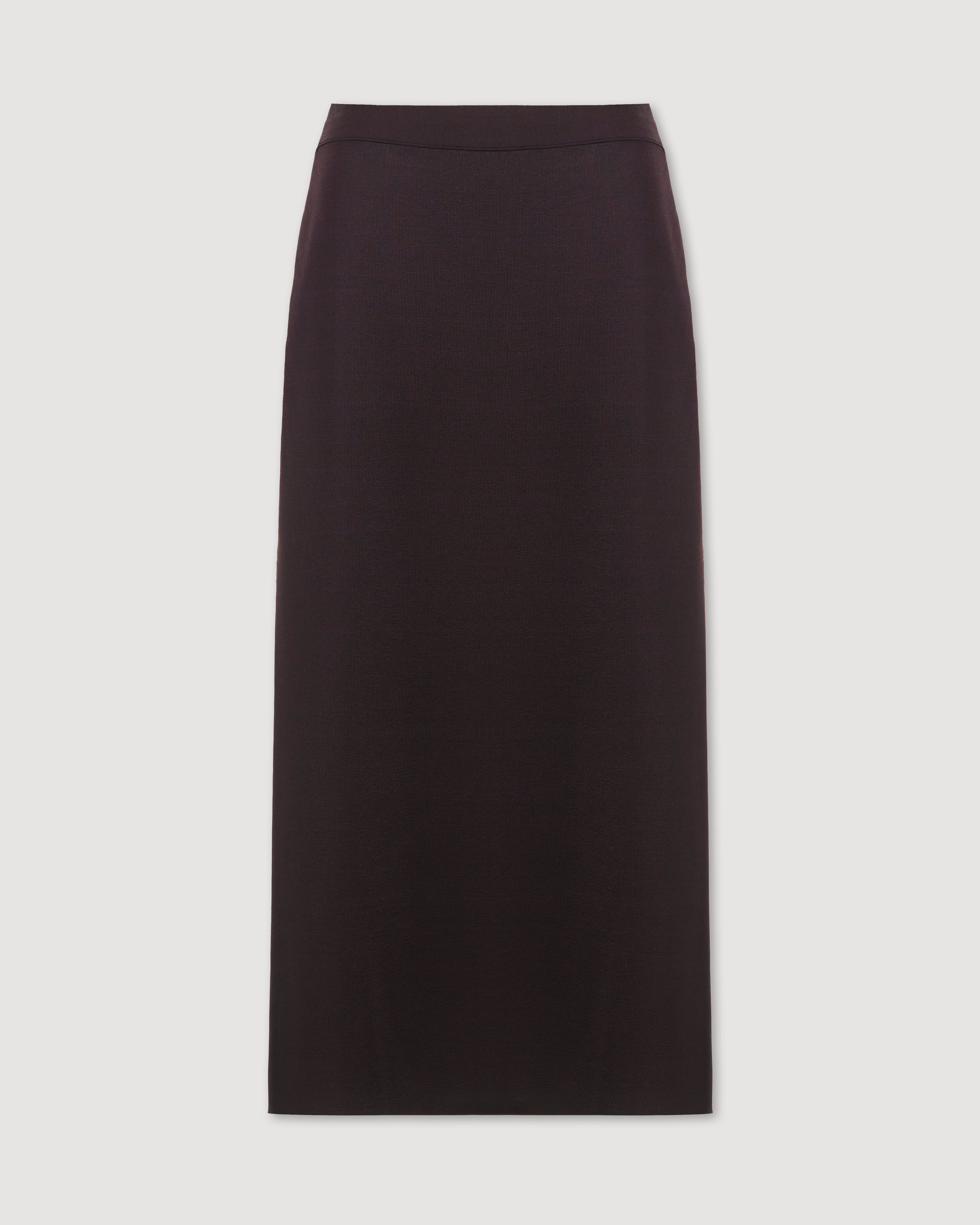 Caterina Skirt in Silk Knit, Deep Plum - Veronica De Piante