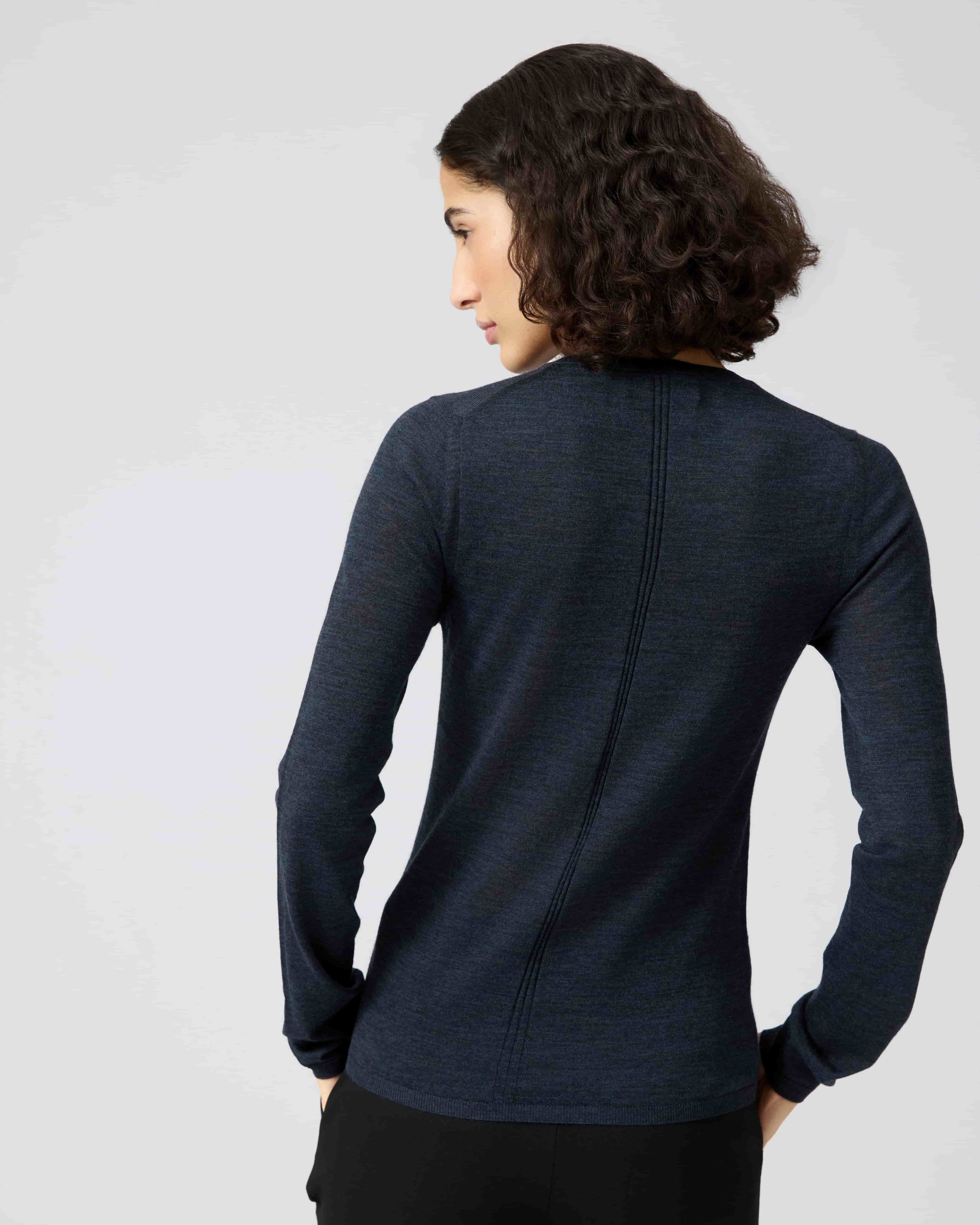 Blue Joey Sweater in superfine Merino knitwear by Veronica De Piante, featuring a cozy and stylish design.
