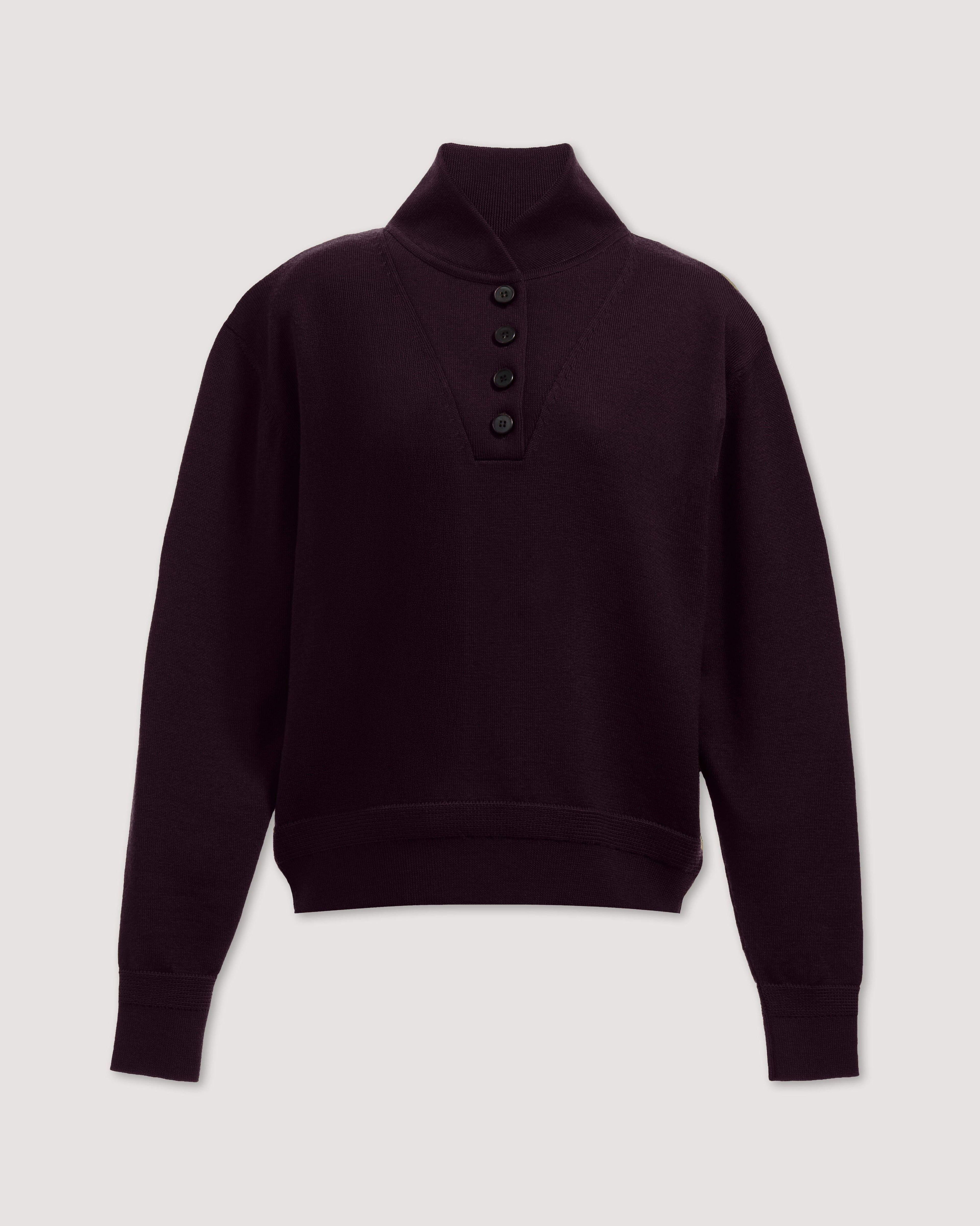 Alicia Sweater in Merino Wool, Deep Plum - Veronica De Piante
