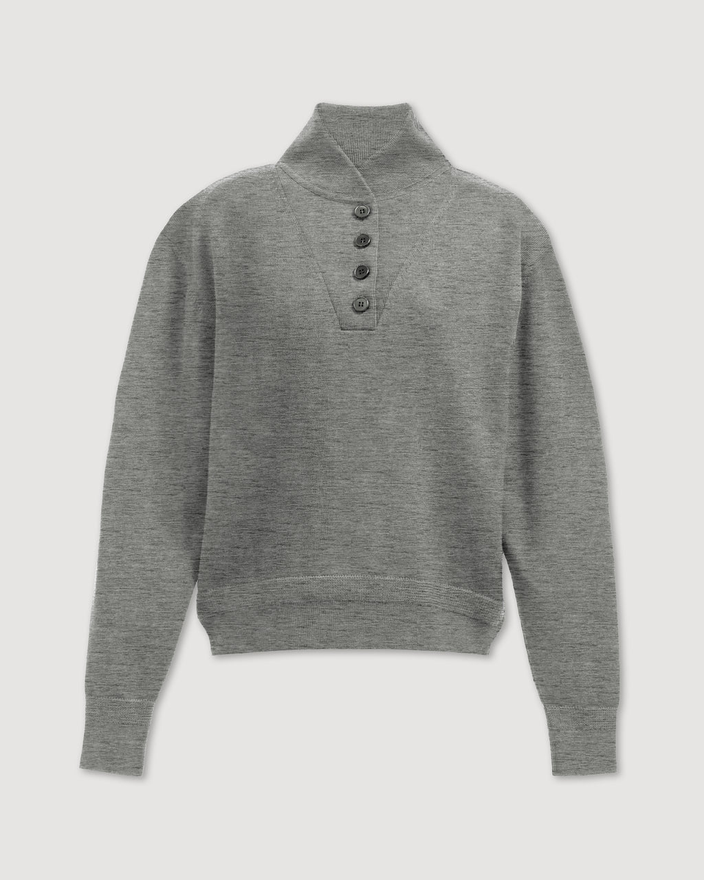 Veronica De Piante Alicia grey merino wool sweater, knitwear with a cozy fit and textured grey melange pattern.