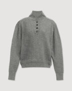 Veronica De Piante Alicia grey merino wool sweater, knitwear with a cozy fit and textured grey melange pattern.