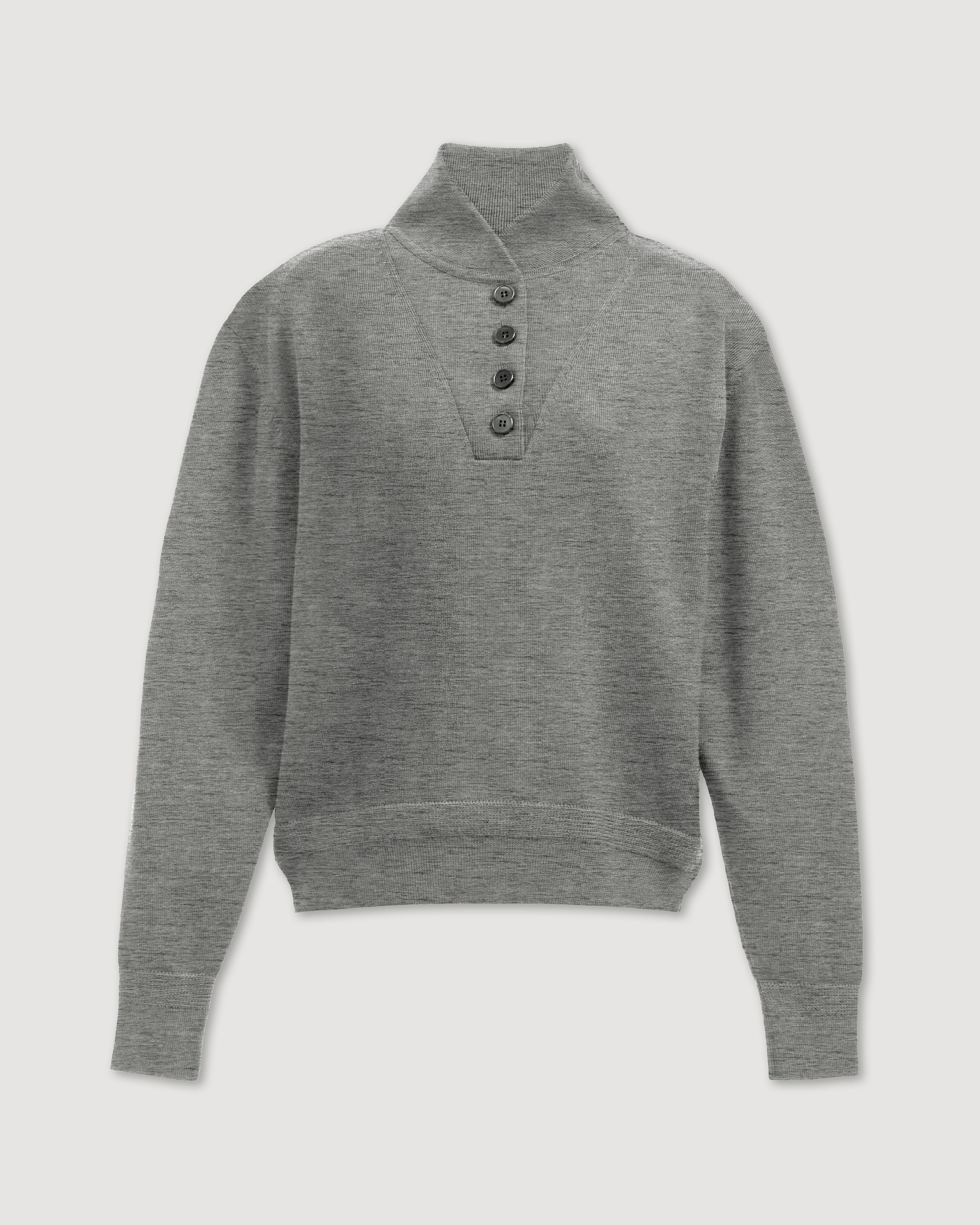 Veronica De Piante Alicia grey merino wool sweater, knitwear with a cozy fit and textured grey melange pattern.
