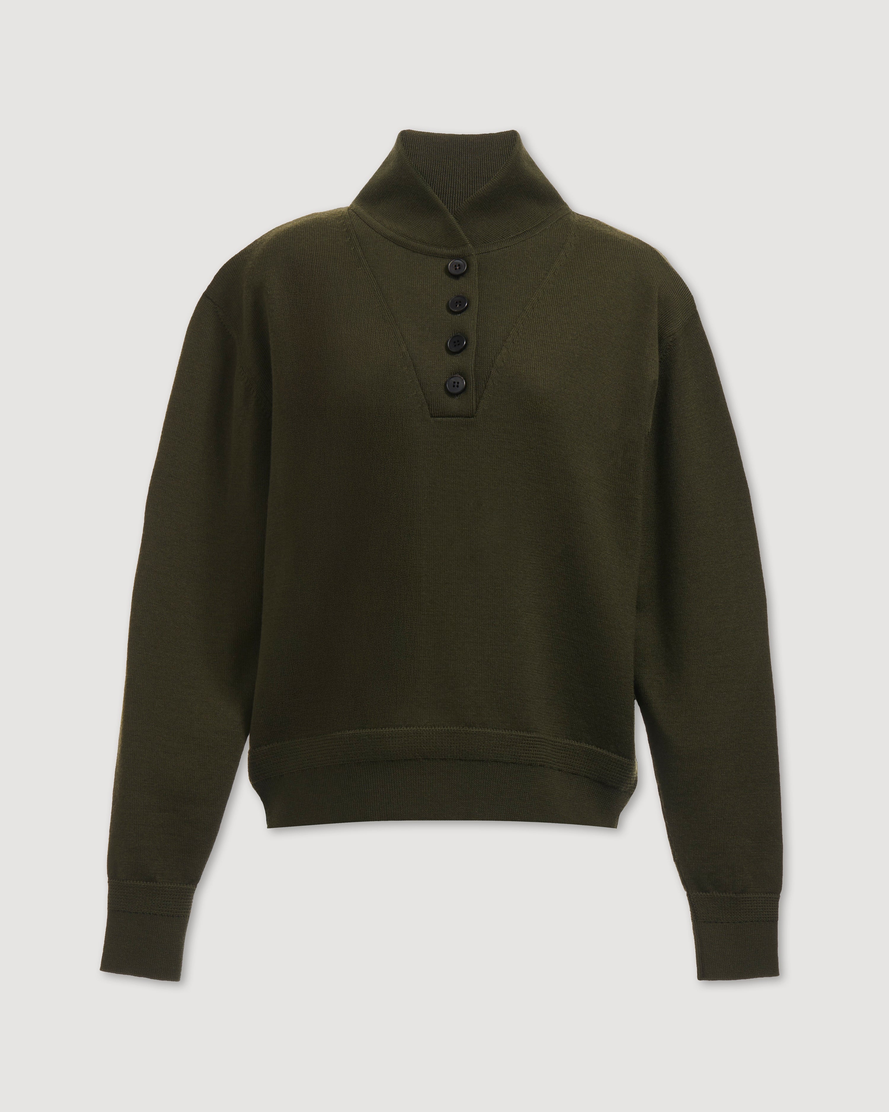 Alicia Sweater in Merino Wool, Olive - Veronica De Piante