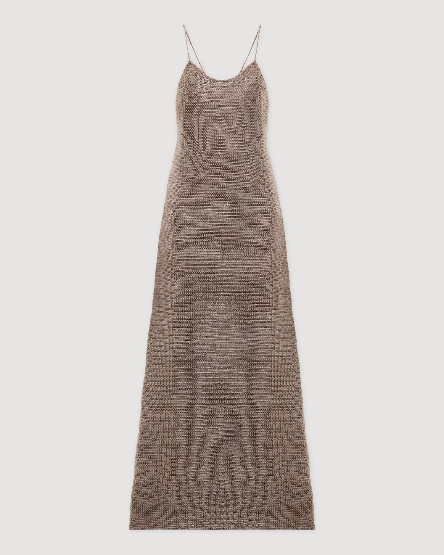 Liliana Dress in Silk Crochet, Walnut - Veronica De Piante
