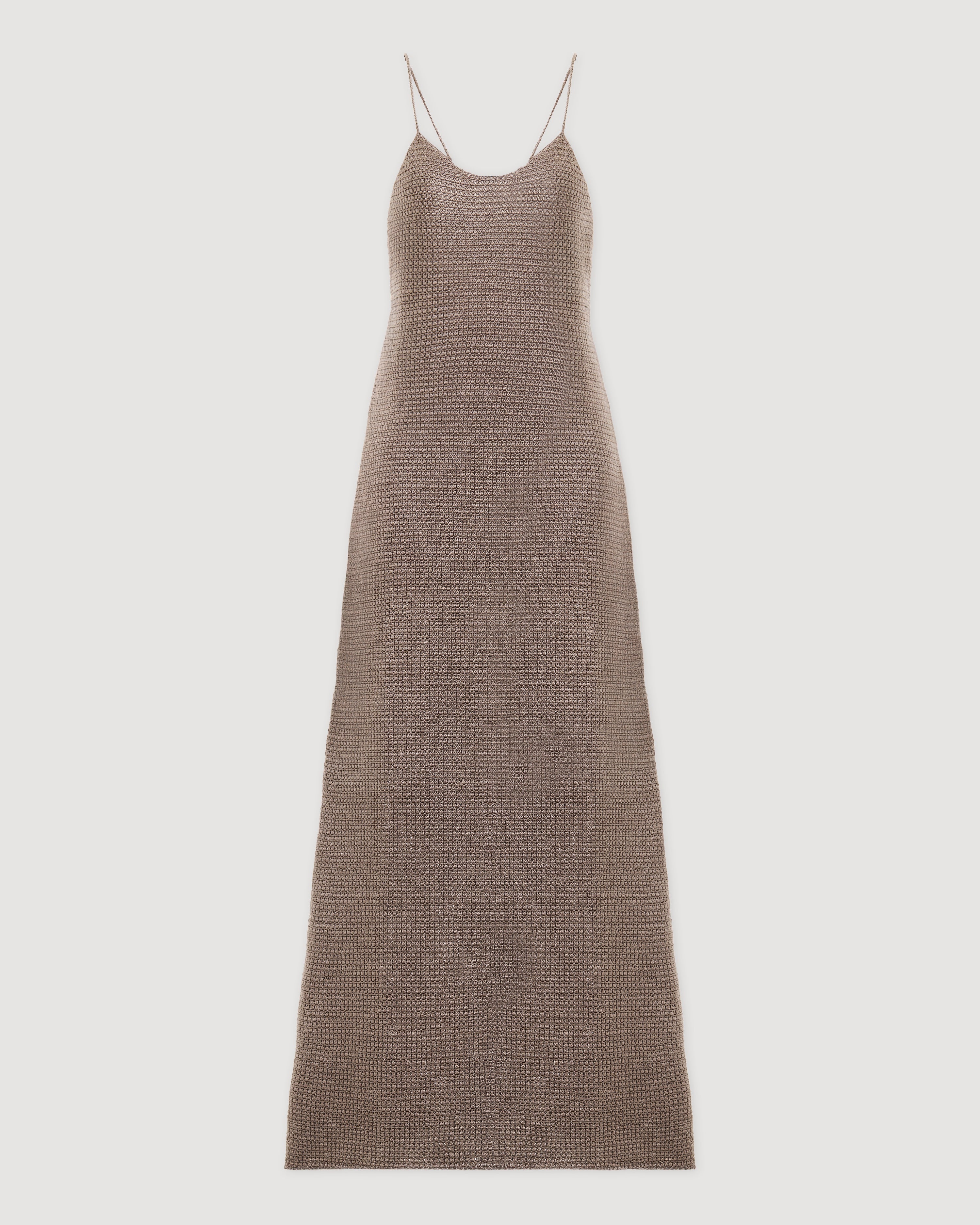 Liliana Dress in Silk Crochet, Walnut - Veronica De Piante