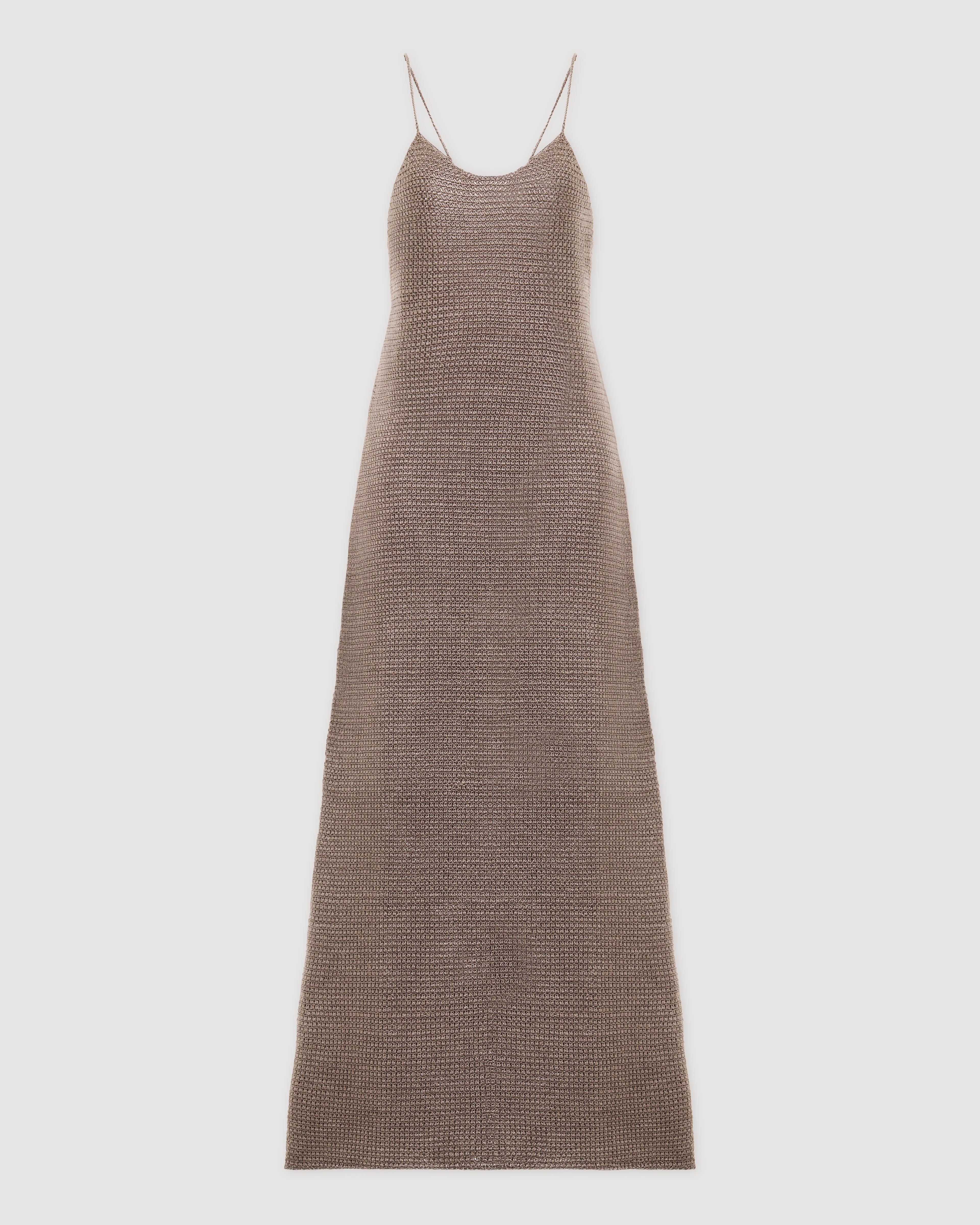 Liliana Dress in Silk Crochet, Walnut - Veronica De Piante