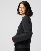 Aline Sweater In Wool-Silk Boucle, Dark Gray Melange