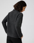 Aline Sweater In Wool-Silk Boucle, Dark Gray Melange