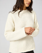 Aline Sweater In Wool-Silk Boucle, Cream