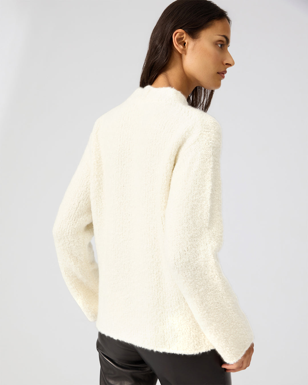 Aline Sweater In Wool-Silk Boucle, Cream