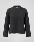 Aline Sweater In Wool-Silk Boucle, Dark Gray Melange