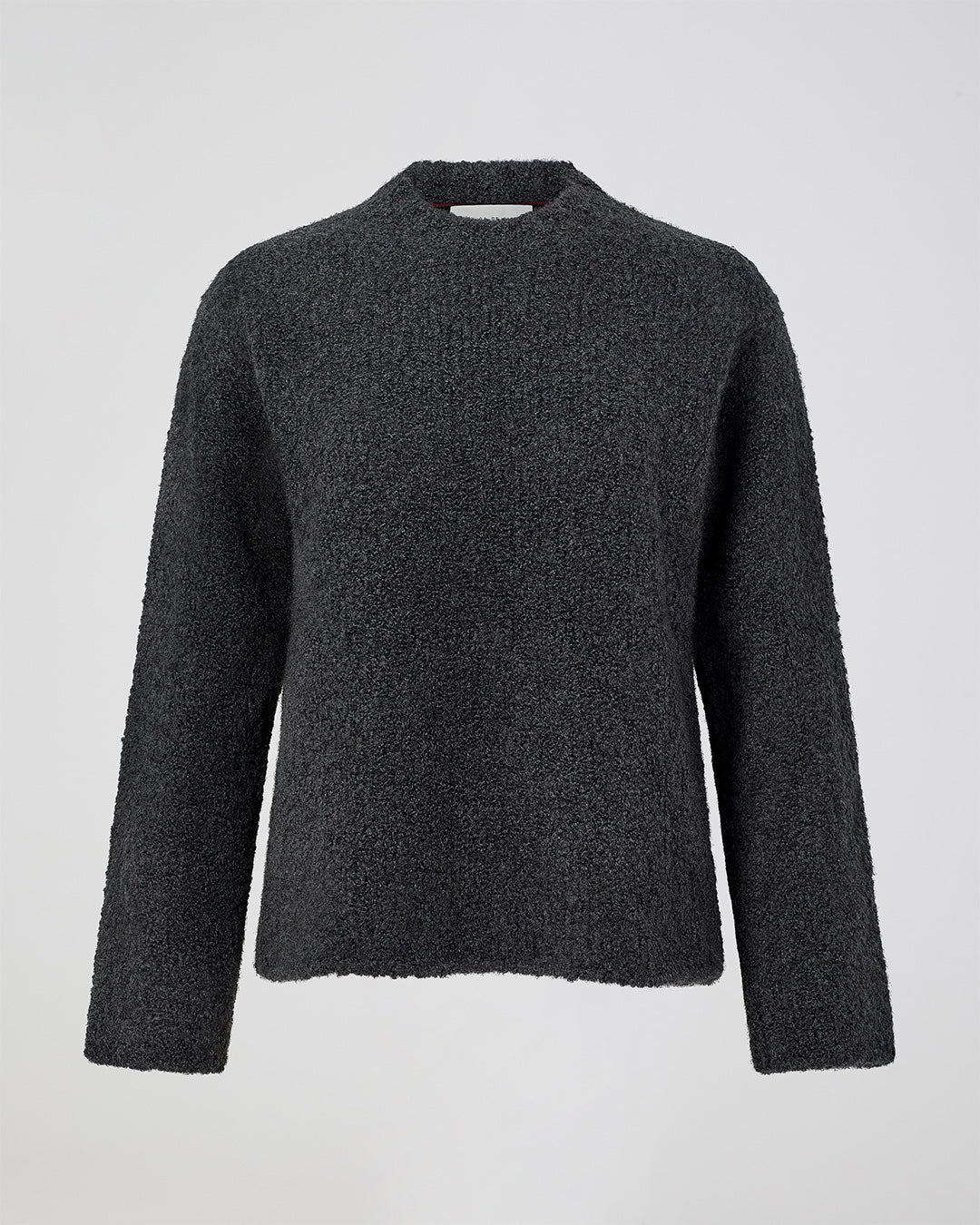 Aline Sweater In Wool-Silk Boucle, Dark Gray Melange