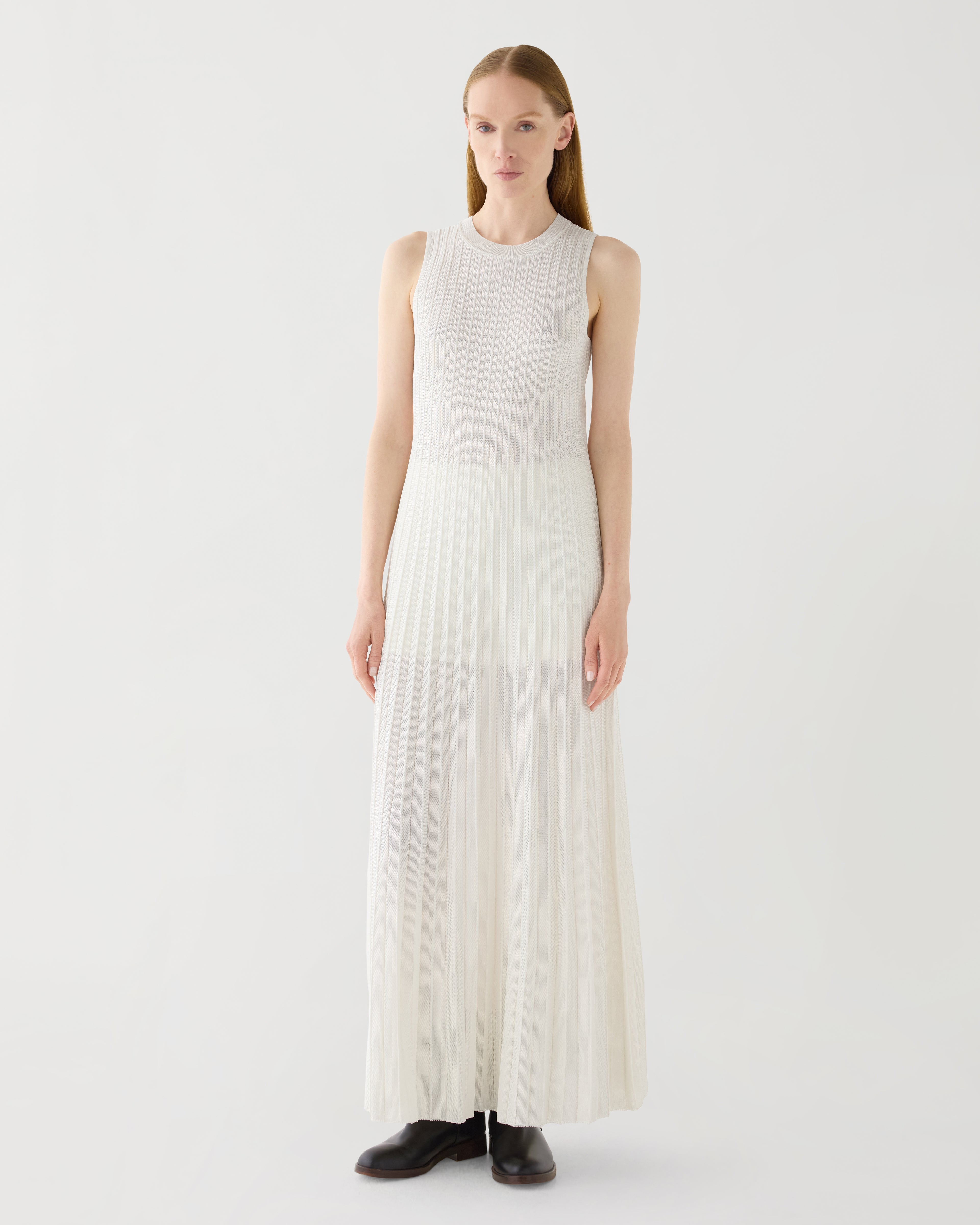 Zeta Dress in Silk Knit, White - Veronica De Piante