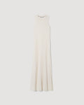 White Zeta sleeveless maxi dress packshot Ribbed knitted silk crepe yarn luxury dress crafted in Italy