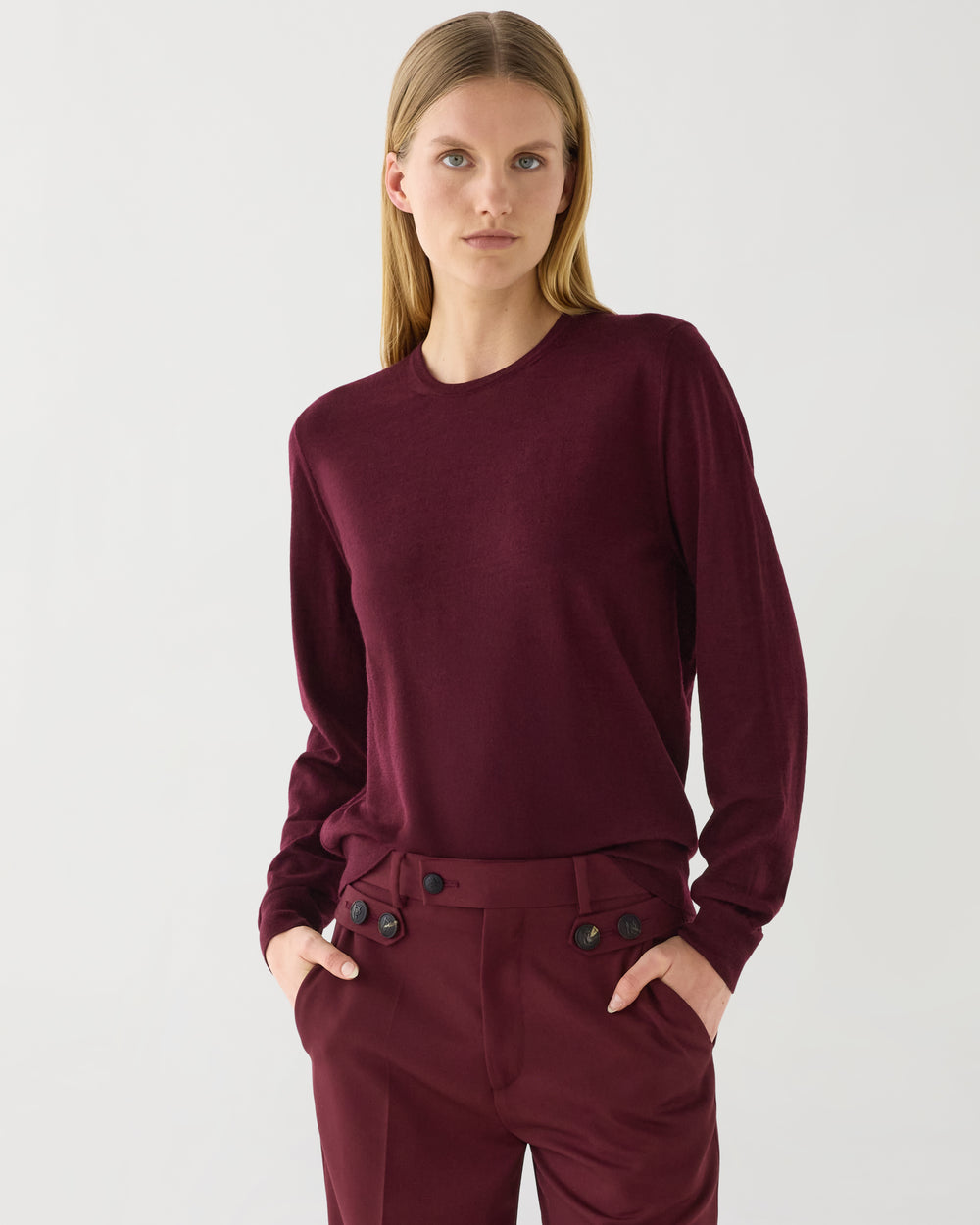 Rae Sweater in Merino Wool,  Garnet