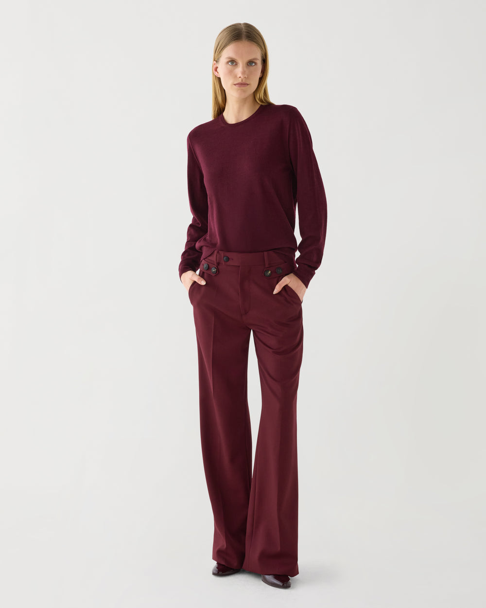 Rae Sweater in Merino Wool,  Garnet