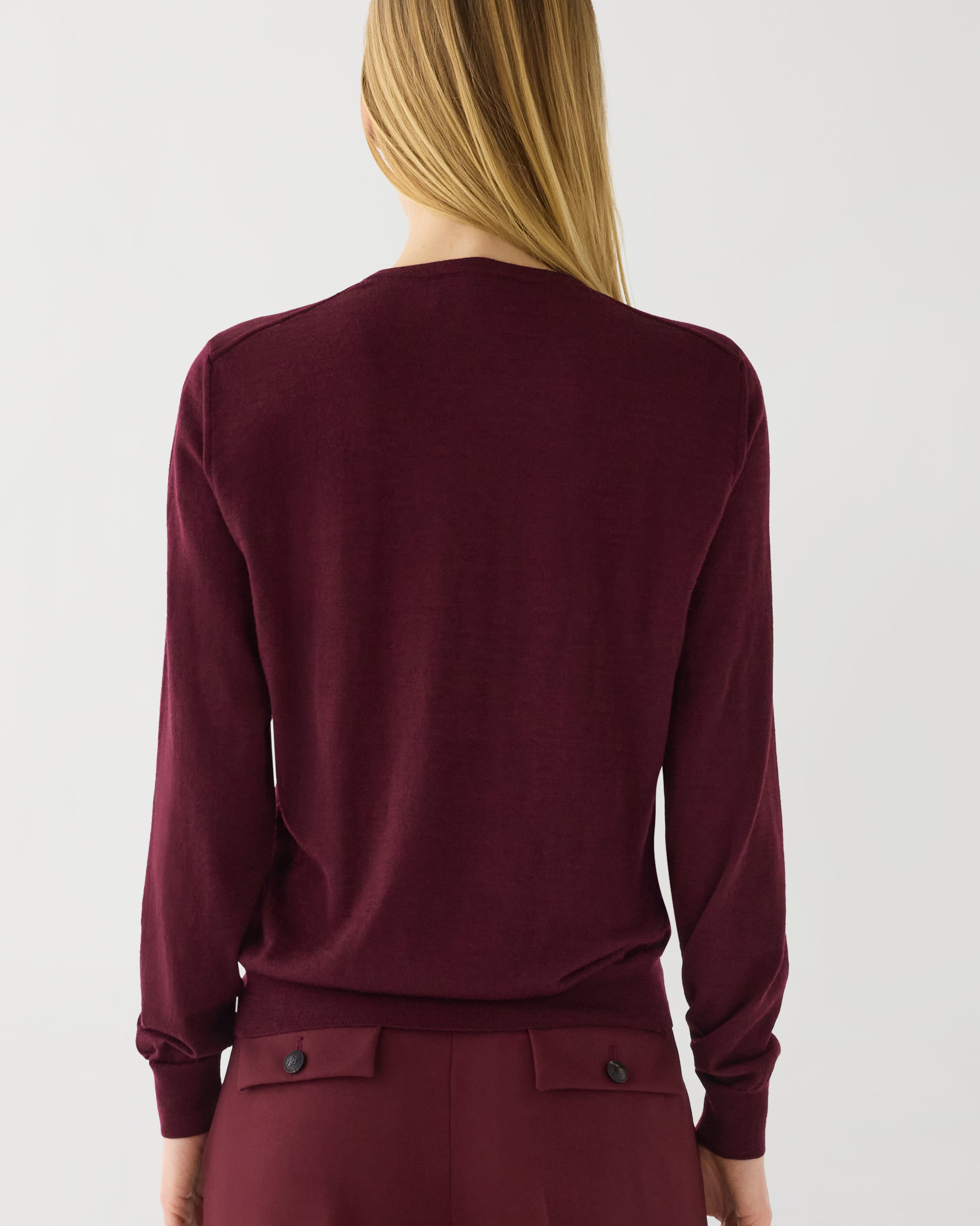 Rae Sweater in Merino Wool, Garnet