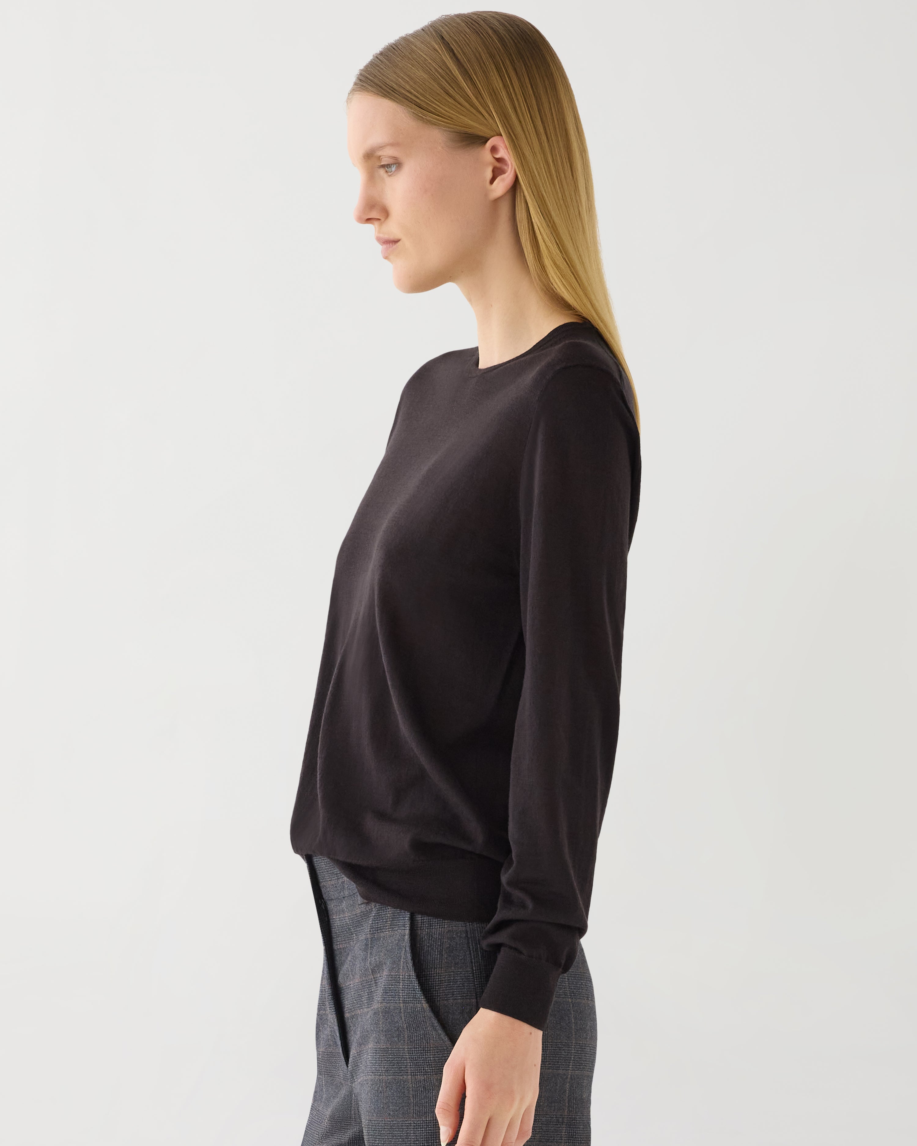 Rae Sweater in Merino Wool,  Chocolate