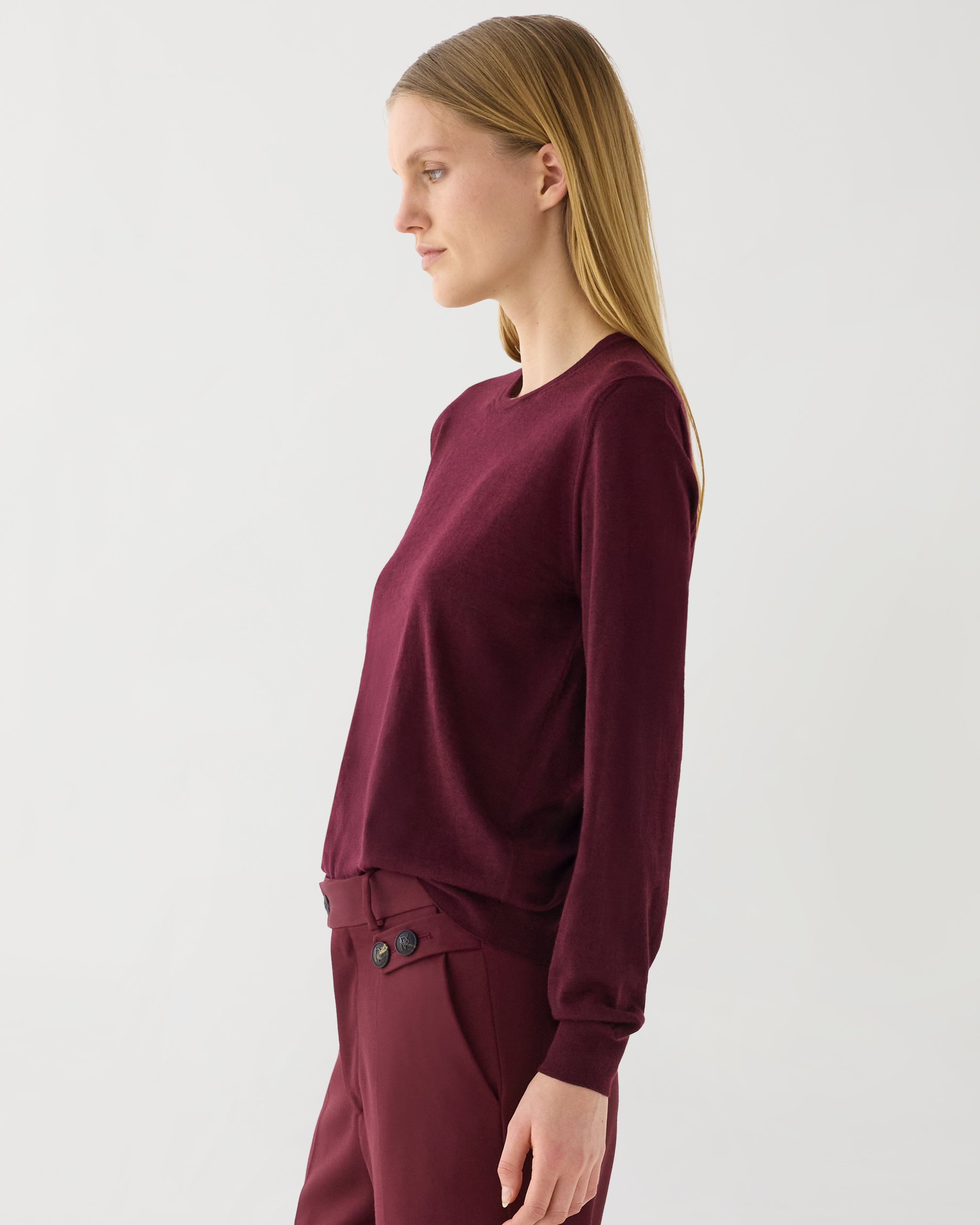 Rae Sweater in Merino Wool, Garnet