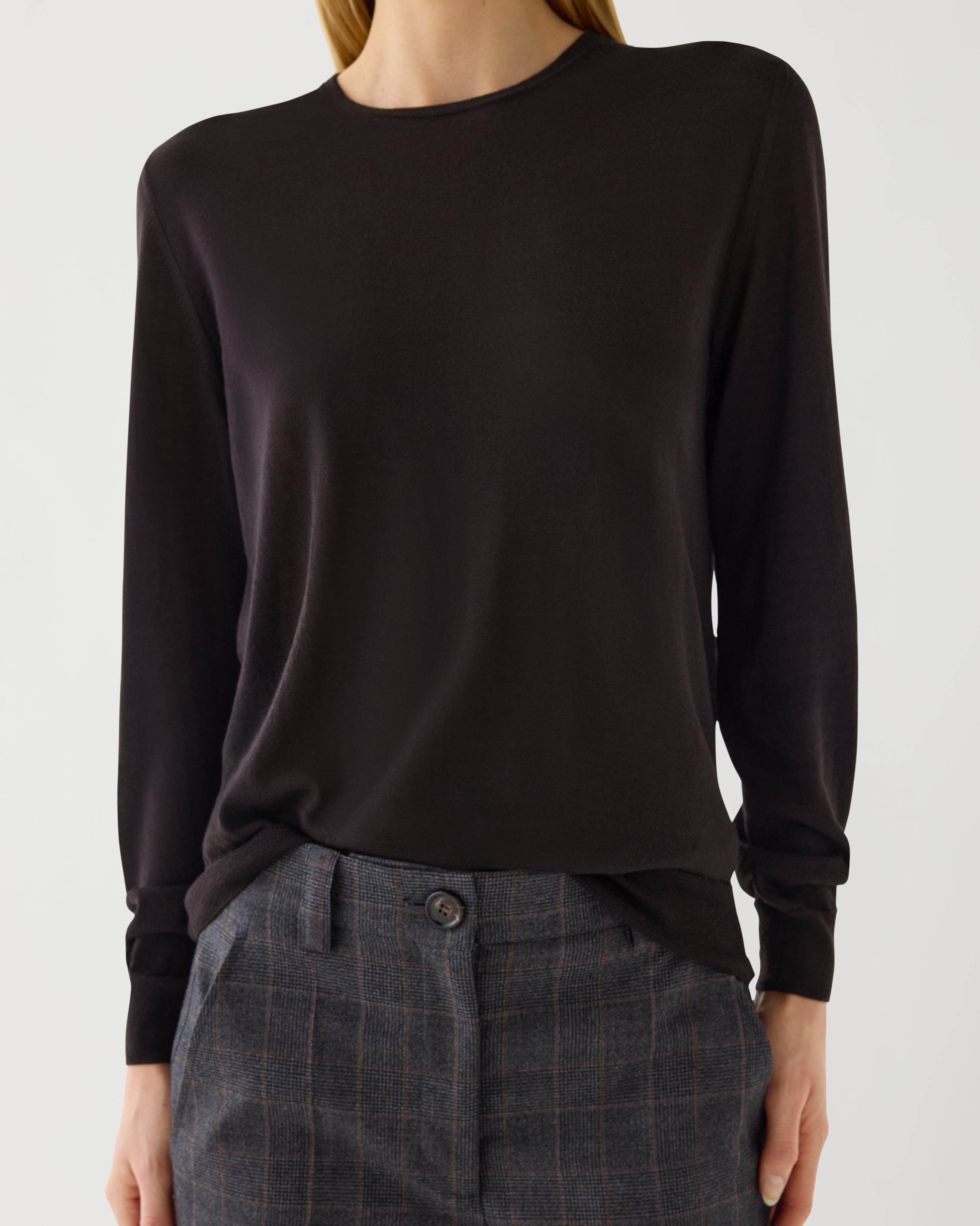 Rae Sweater in Merino Wool,  Chocolate