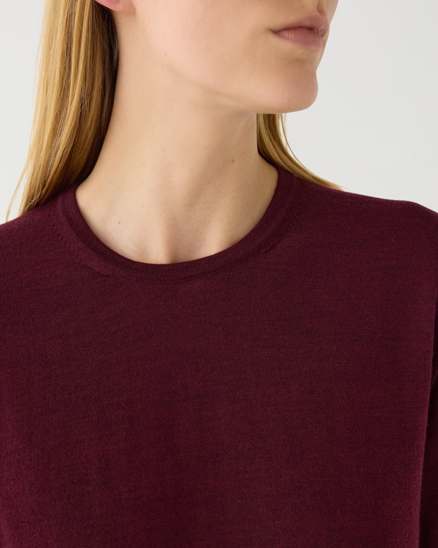 Rae Sweater in Merino Wool, Garnet