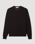 Rae Sweater chocolate 100% merino wool packshot. Lightweight fine-gauge knitwear, round neck, relaxed fit