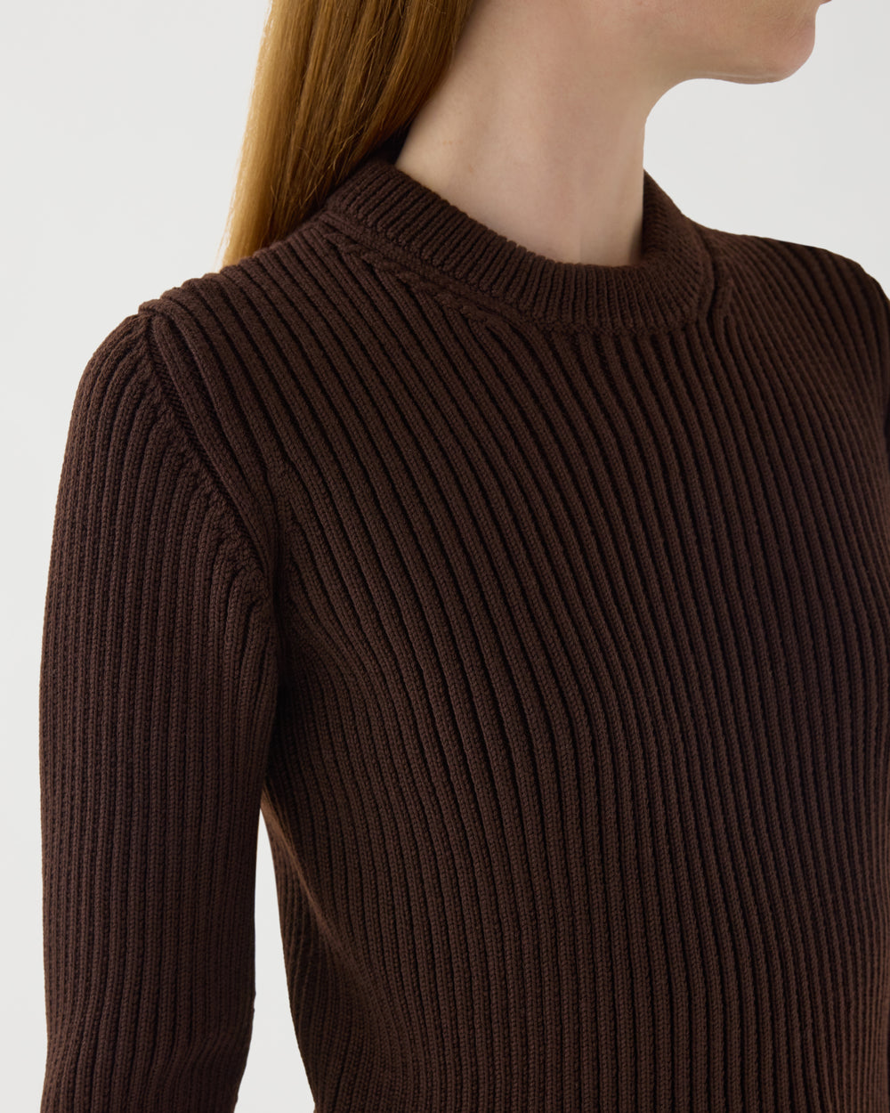 Ivy Sweater in Merino Wool, Chocolate
